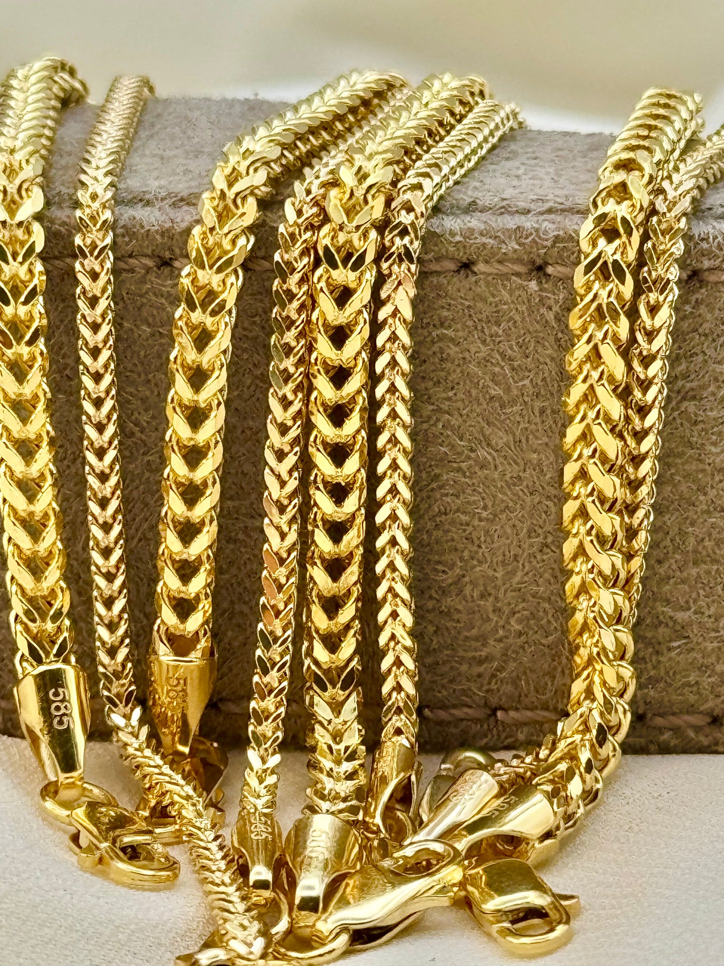 14K Real Gold Franco Chain Diamond Cut Bracelet – 7.5", 4mm Width, For Him & Her, Unique Birthday Gift