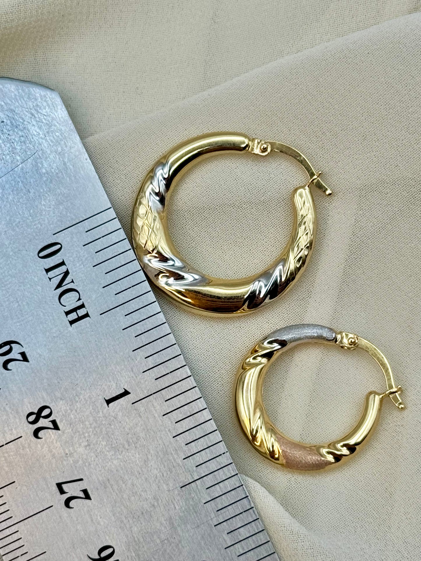 Boucles d'oreilles créoles en or 14 carats, boucles d'oreilles créoles en or véritable, créoles en or élégantes, cadeau pour elle.