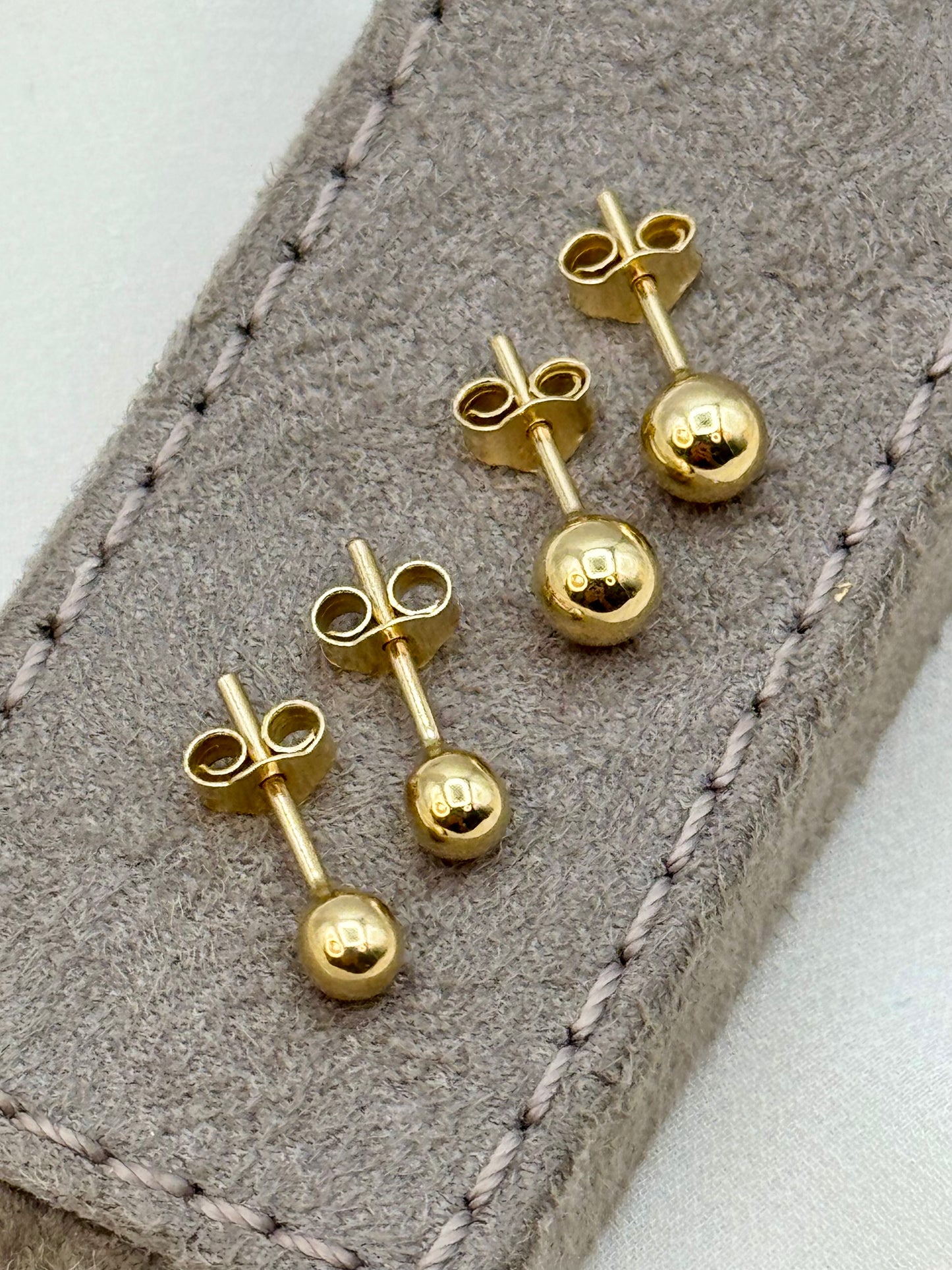 14K Real Gold Ball Stud Earrings – Minimalist Plain Gold Earrings for Her | Simple & Dainty Everyday Studs | Birthday Gift