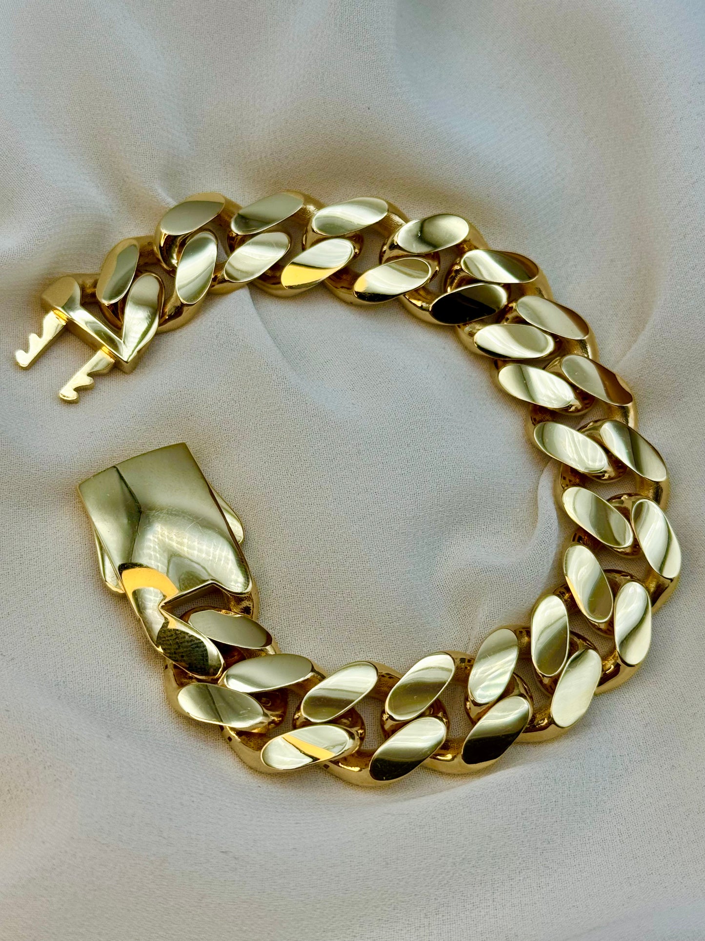 18K Solid Gold Monaco Cuban Bracelet – Chunky Miami Style Bracelet for Men.