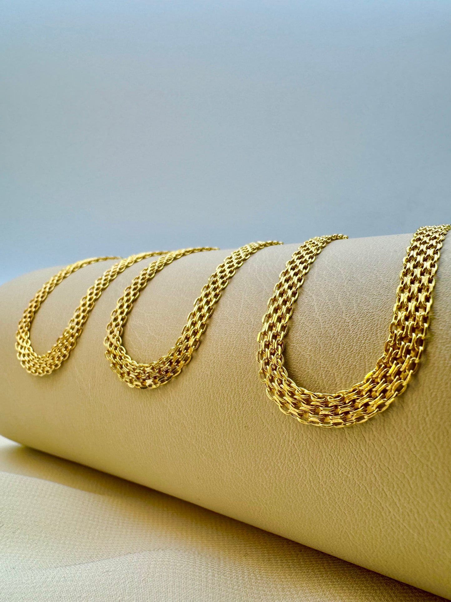 18K Gold Bismarck Chain Bracelet – 4.4mm Link Bracelet for Men & Women | Elegant Unisex Jewelry Gift for Birthday, Anniversary, or Special Occasion