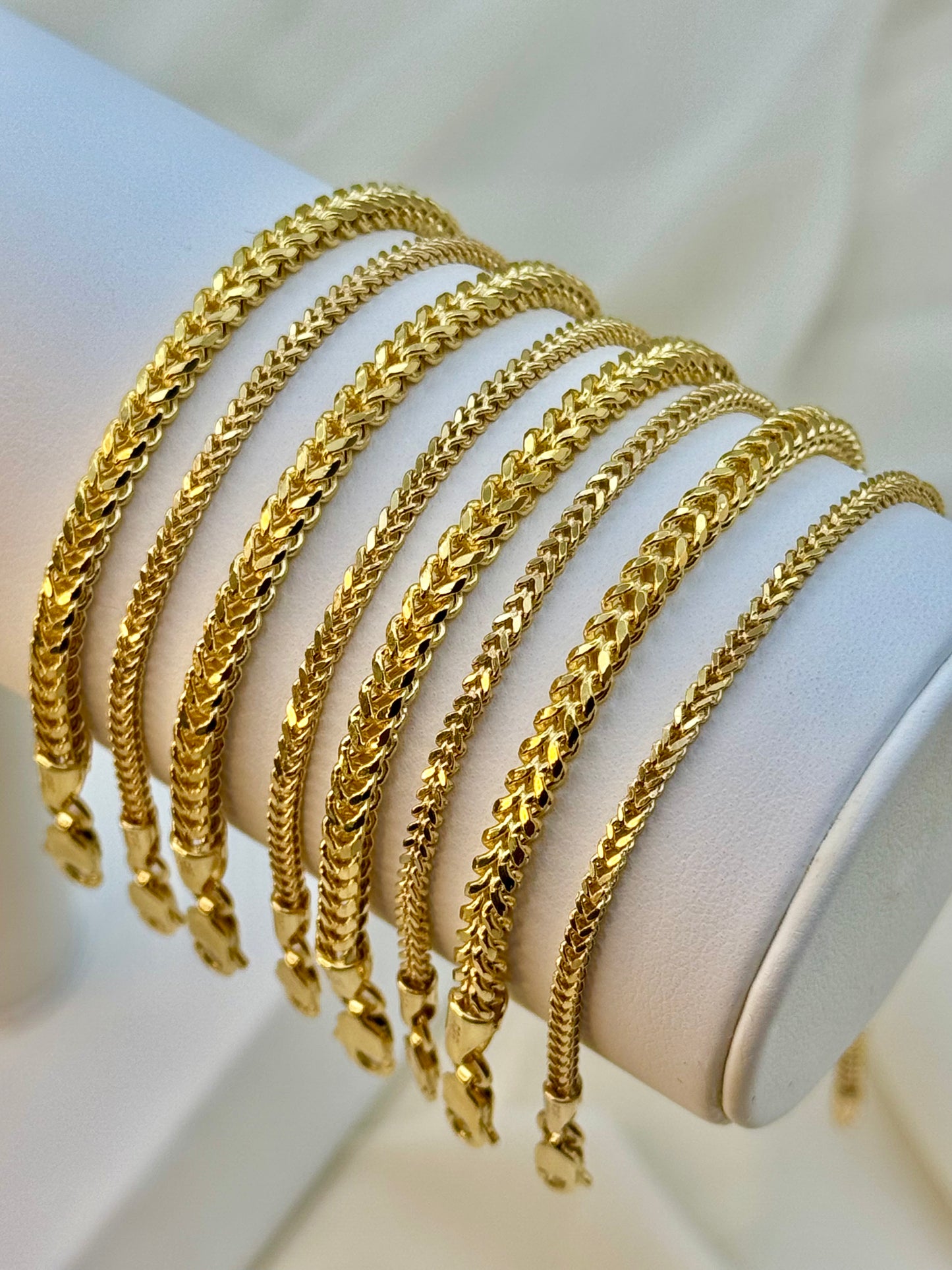 14K Real Gold Franco Chain Diamond Cut Bracelet – 7.5", 4mm Width, For Him & Her, Unique Birthday Gift