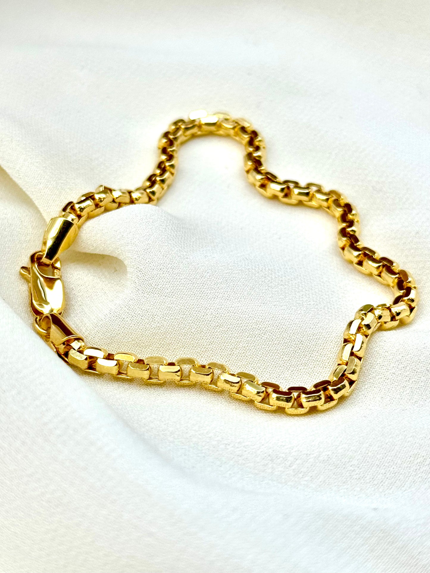 14K Gold Box Chain Bracelet – 7.5" to 8.5", 3.5mm – Classic Gold Bracelet for Him/Her, Perfect Birthday & Anniversary Gift