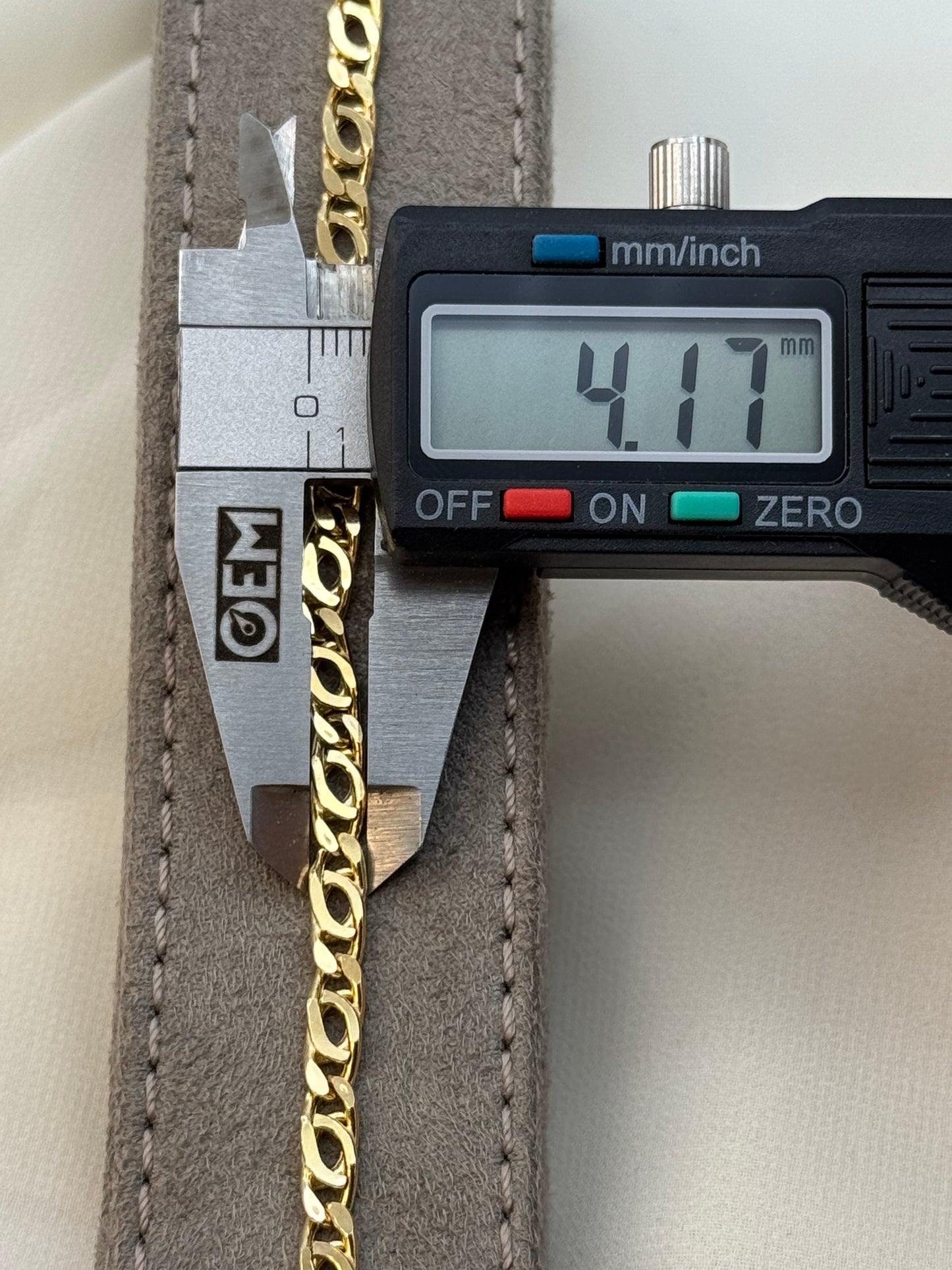 Bracelet double gourmette en or 14 carats, œil de tigre | 19 cm | 4 mm | Élégant bracelet gourmette en or pour homme et femme | Cadeau idéal pour un anniversaire ou une fête.