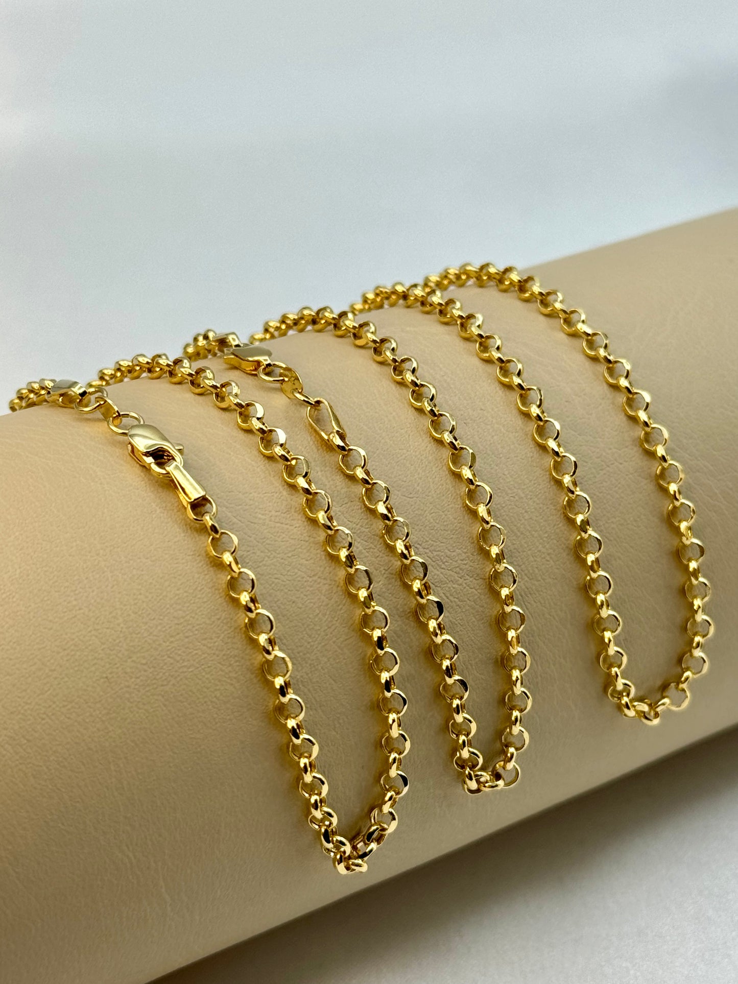 Bracelet Rolo en or massif 18 carats, 3 mm, 7,5 pouces, collier rolo en or 18 carats, pour elle, pour lui, cadeau d'anniversaire, cadeau d'anniversaire, cadeau de Noël.
