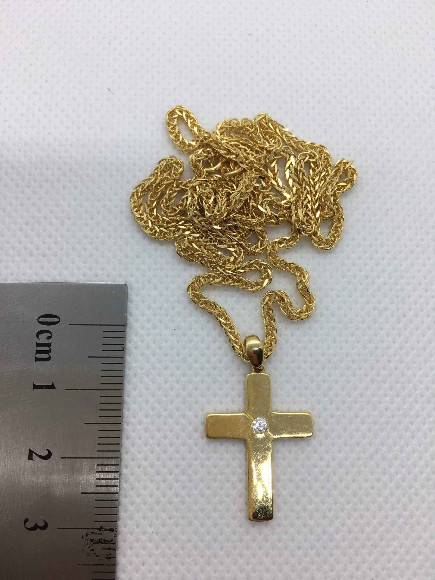 18k solid Gold cross necklace 2mm , different sizes available