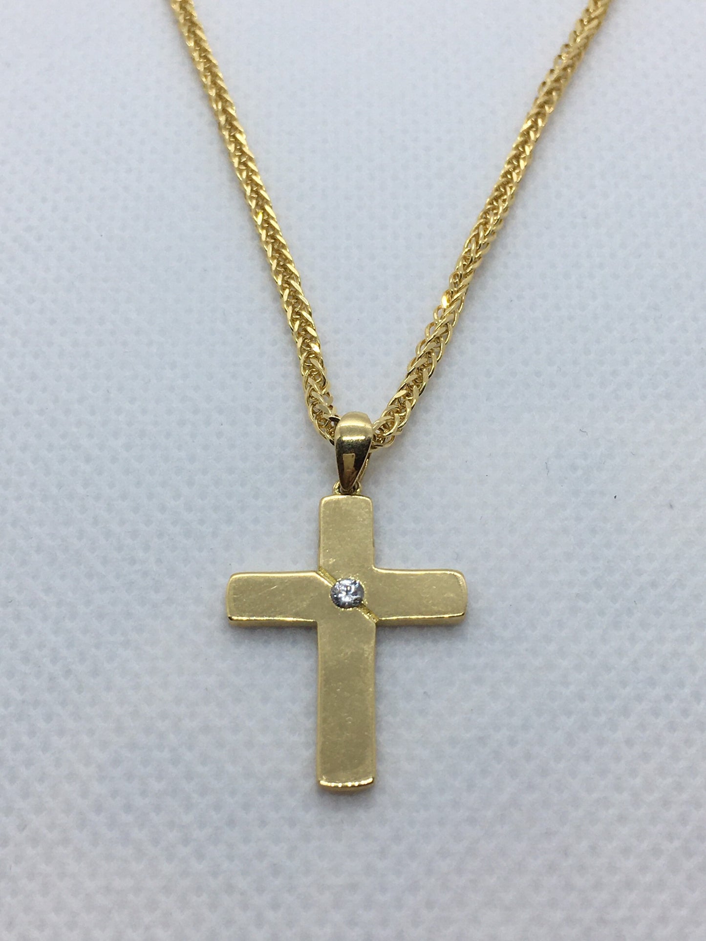18k solid Gold cross necklace 2mm , different sizes available