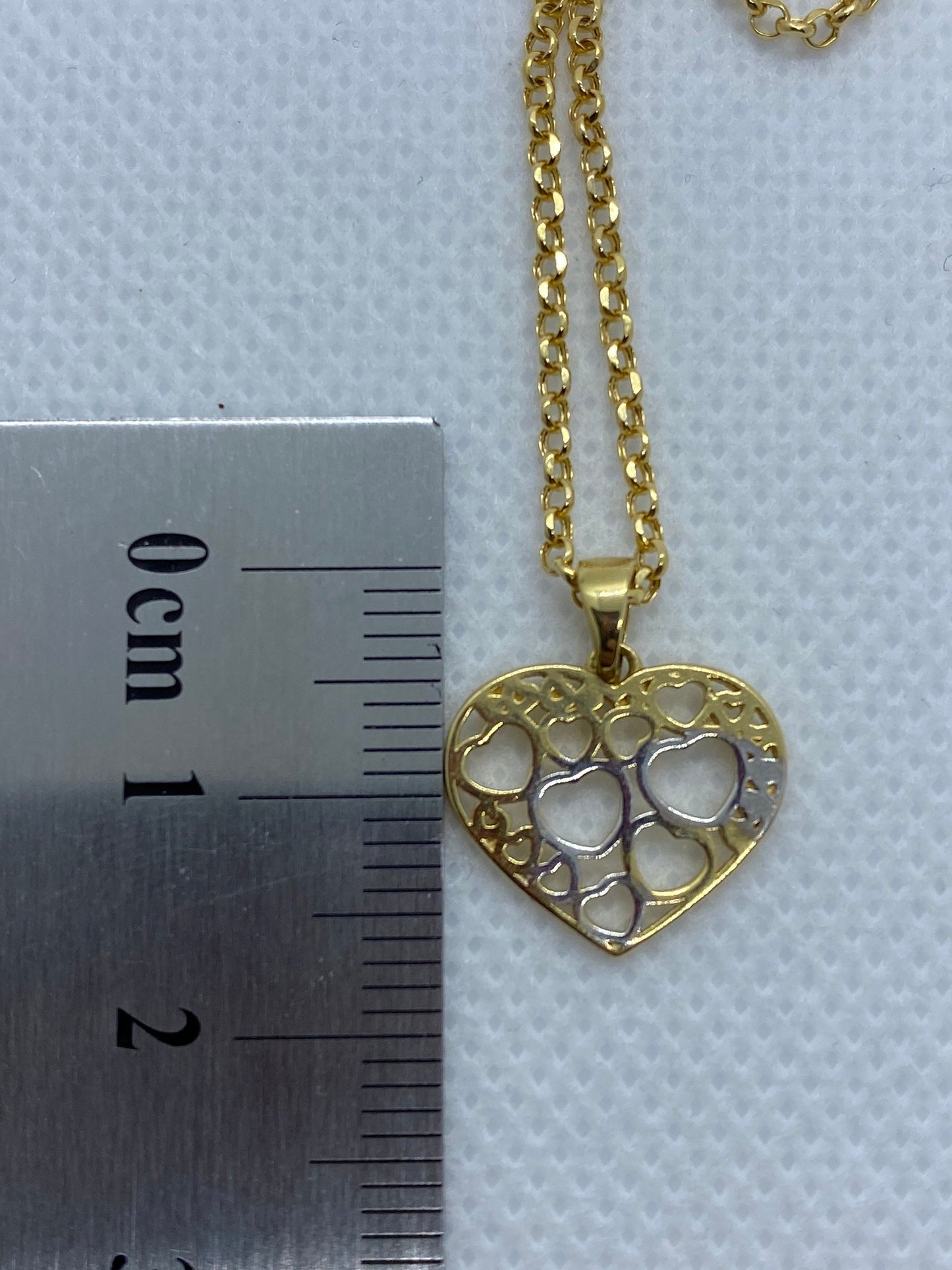 18k Gold Heart Necklace with Rolo chain, 19.5", Heart Necklace , Gift necklace , Birthday GIFT, Real 18k Gold Heart Necklace, For Her