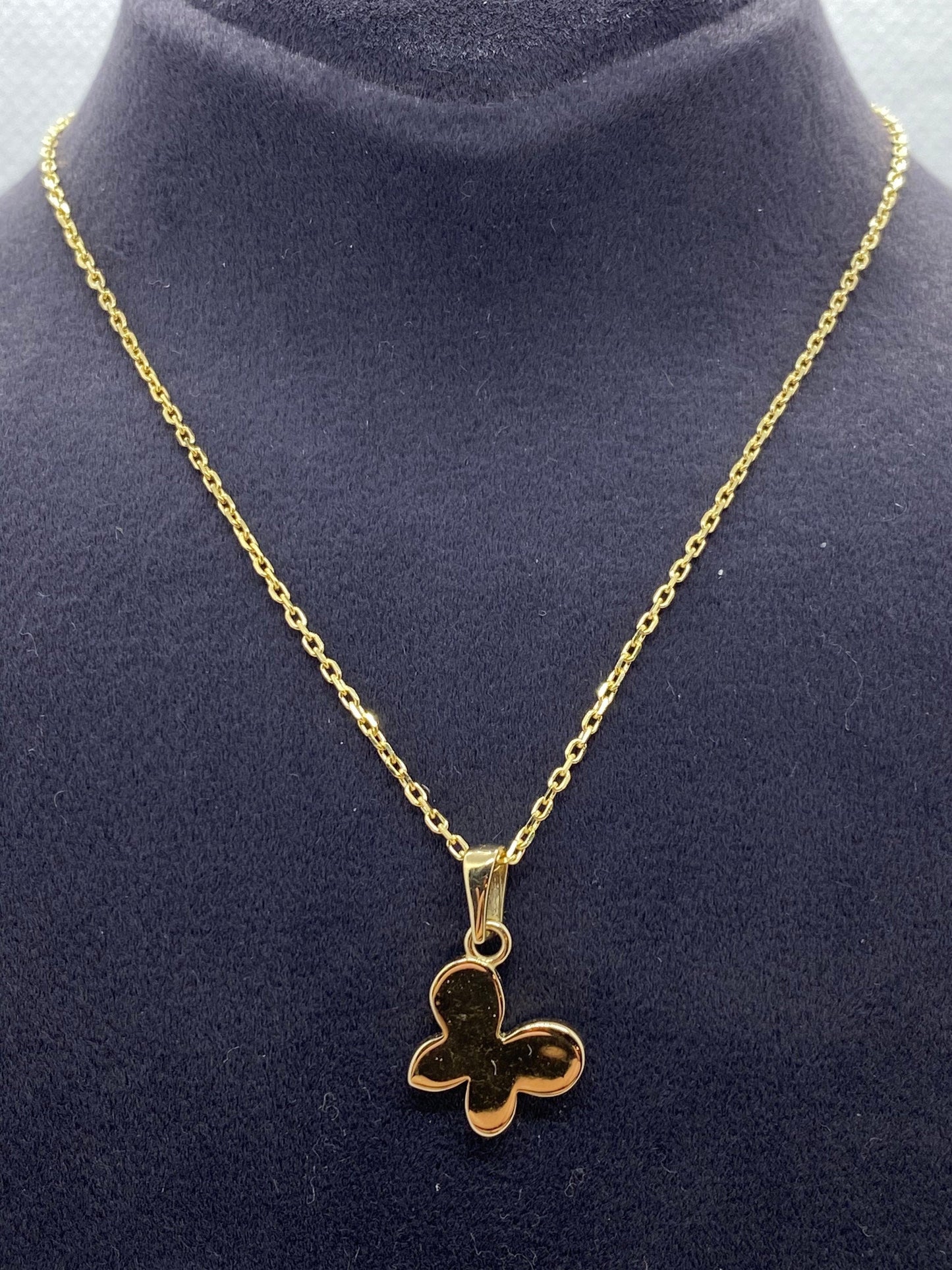 Collier papillon en or massif 14 carats 19,5 pouces