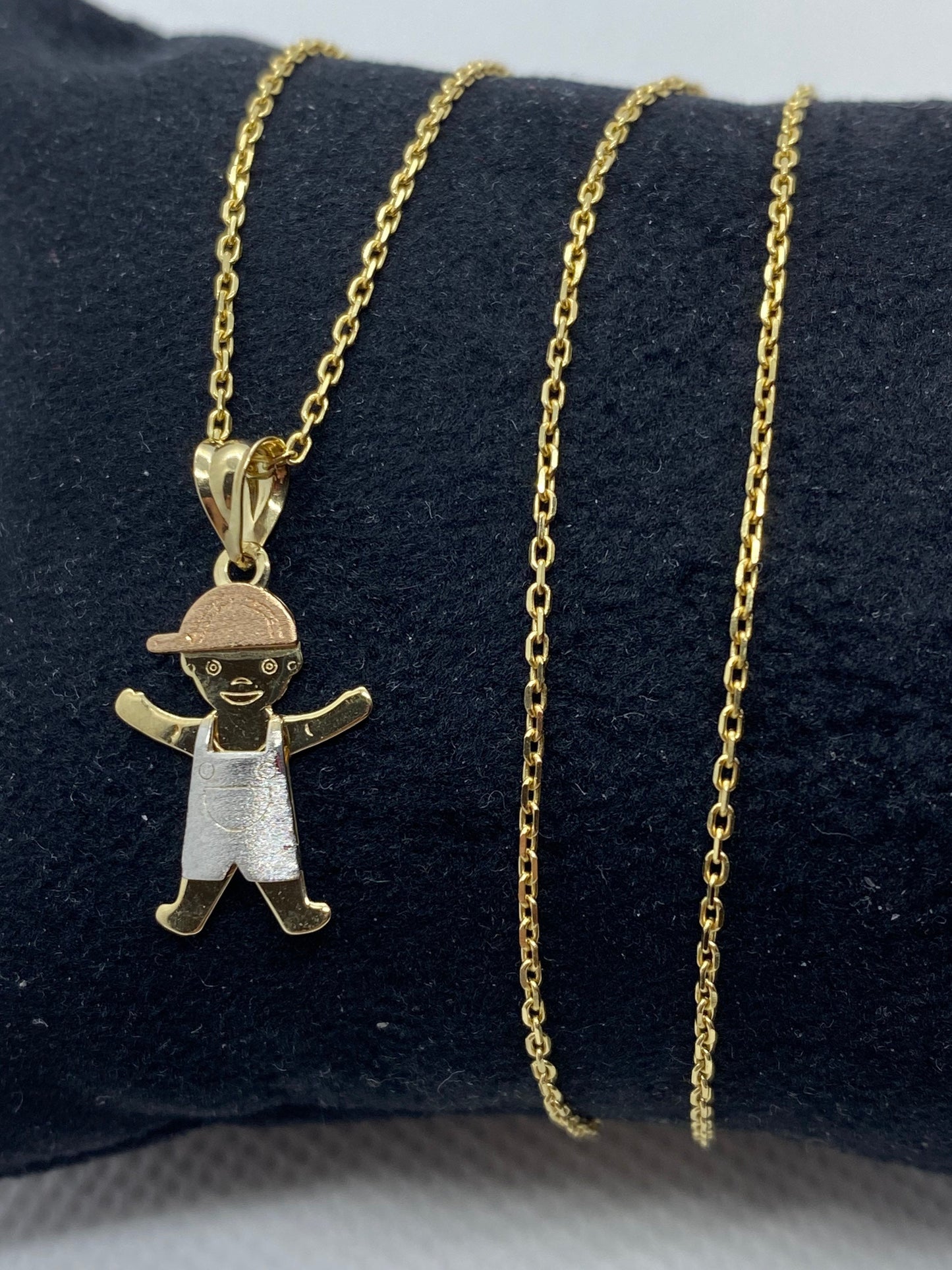 14k solid gold little boy Necklace 19.5 inches 1mm