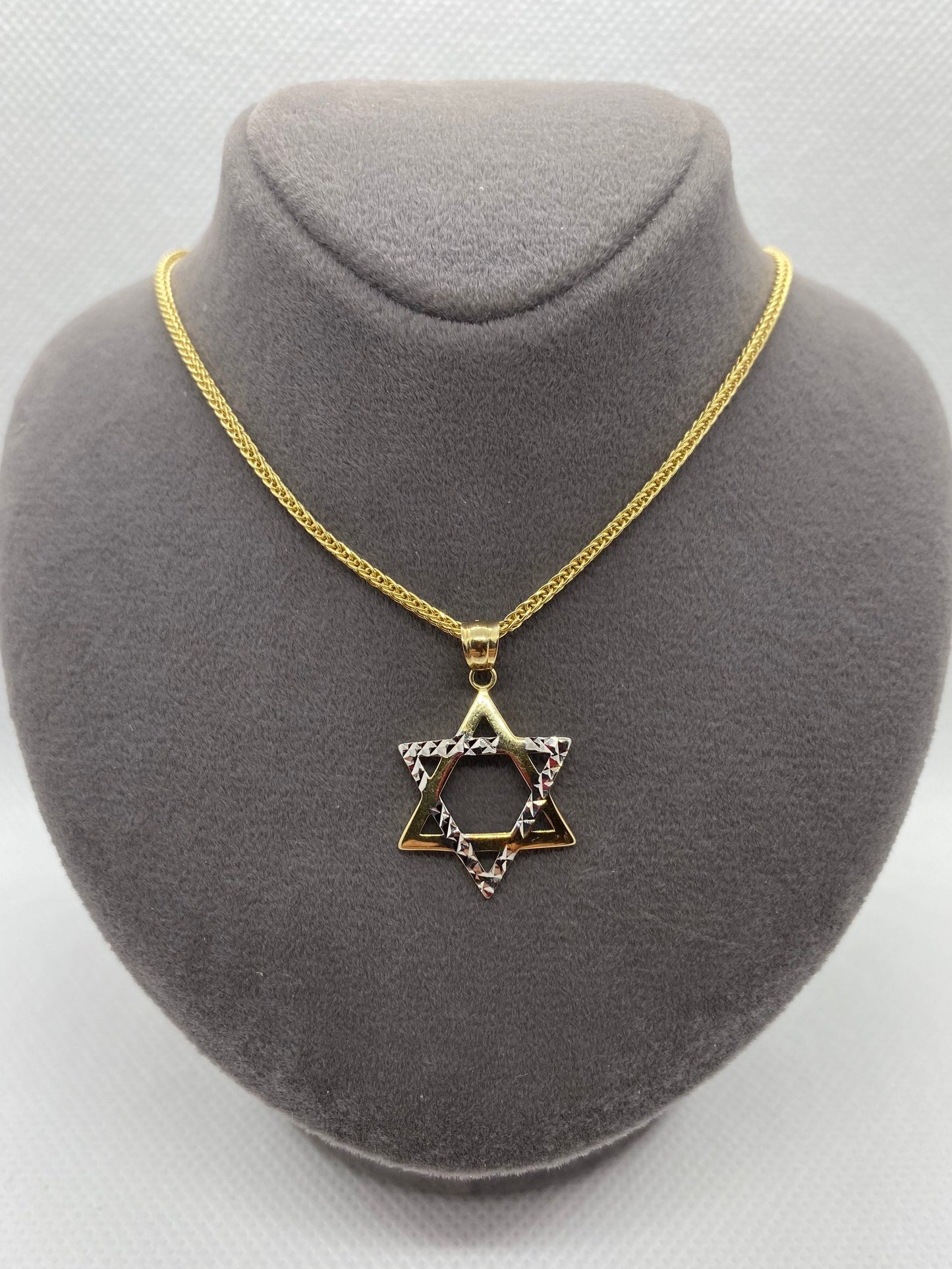 14k solid Gold Magen David Diamond cut 21.5 inches 1.5 mm