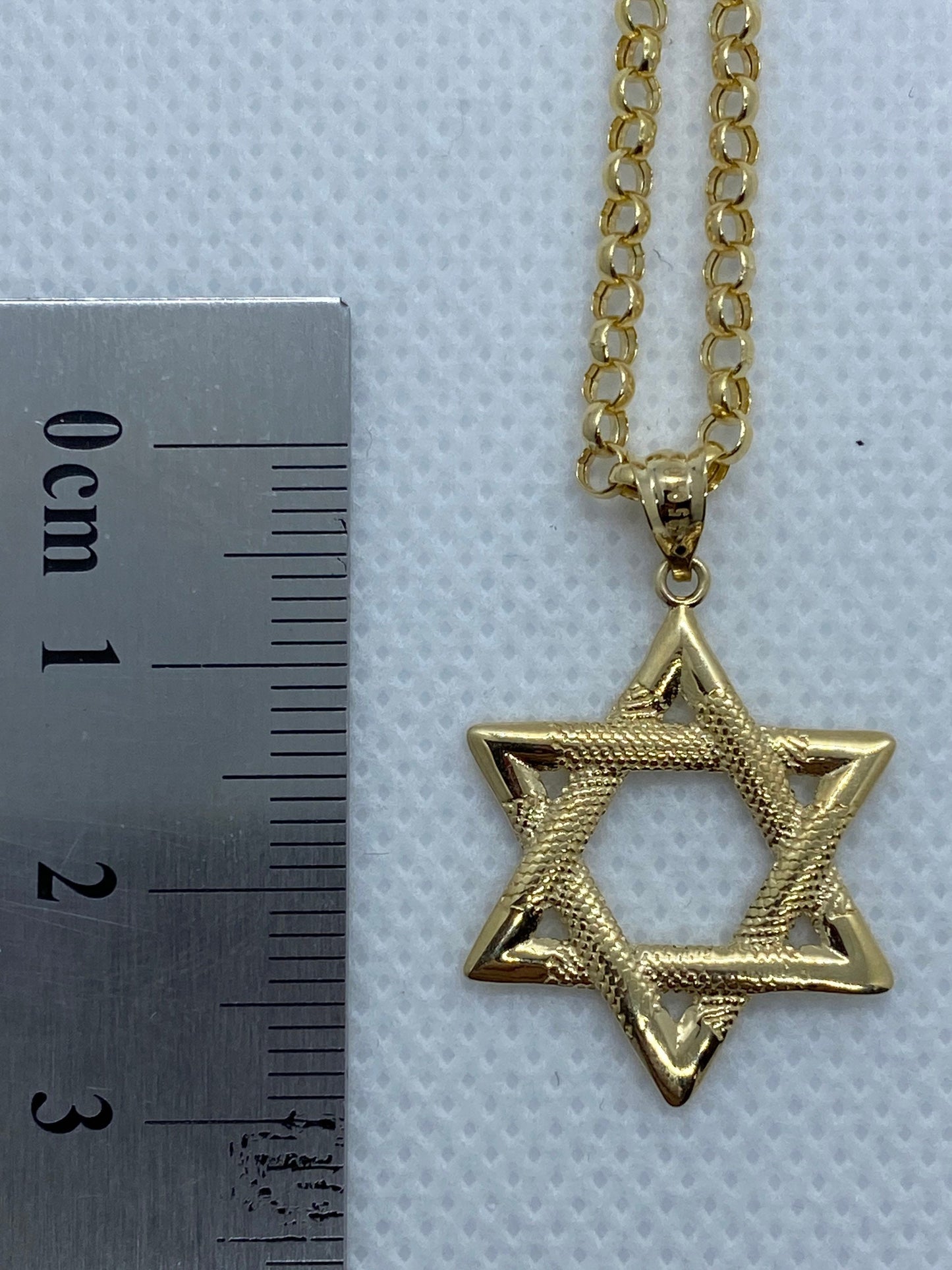 14k solid Yellow Gold Magen David with Rolo chain 22 inches ,2.5 mm