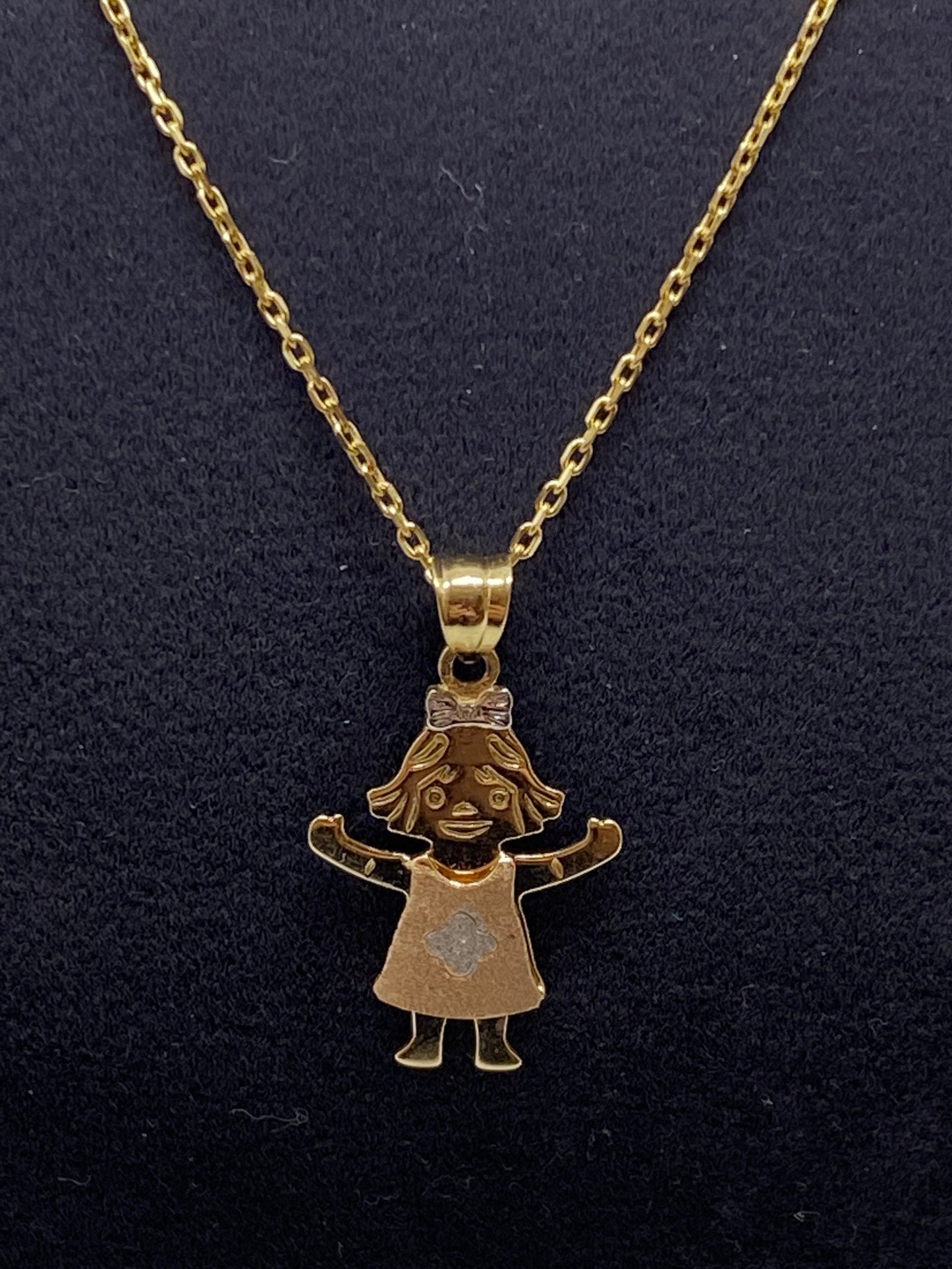 Collier petite fille en or massif 14 carats 19,5 pouces 1 mm