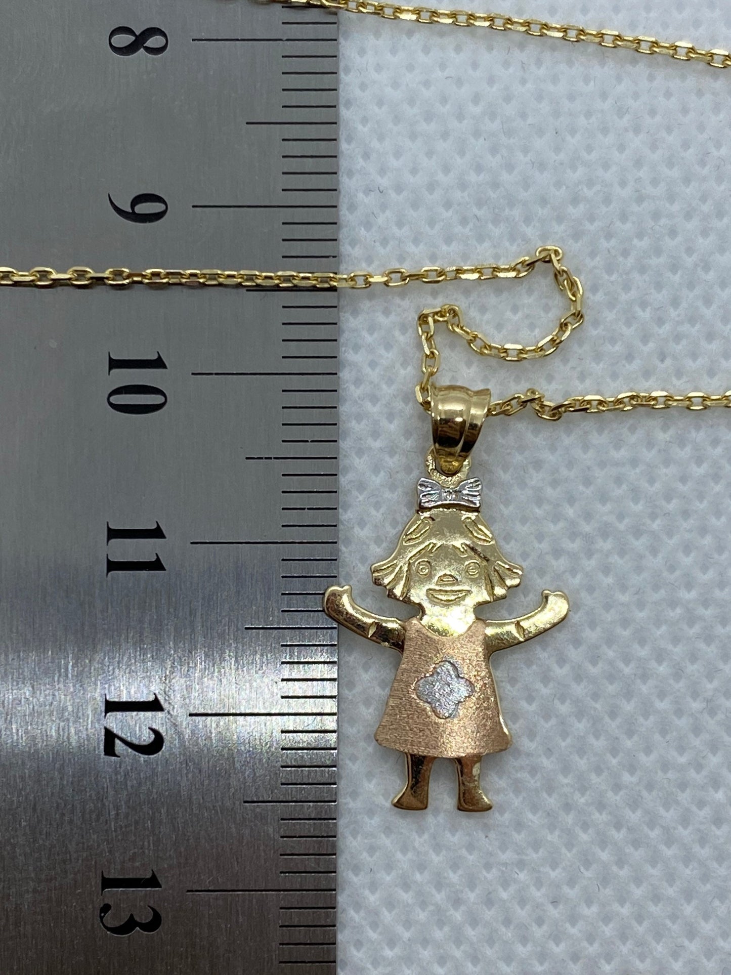 Collier petite fille en or massif 14 carats 19,5 pouces 1 mm