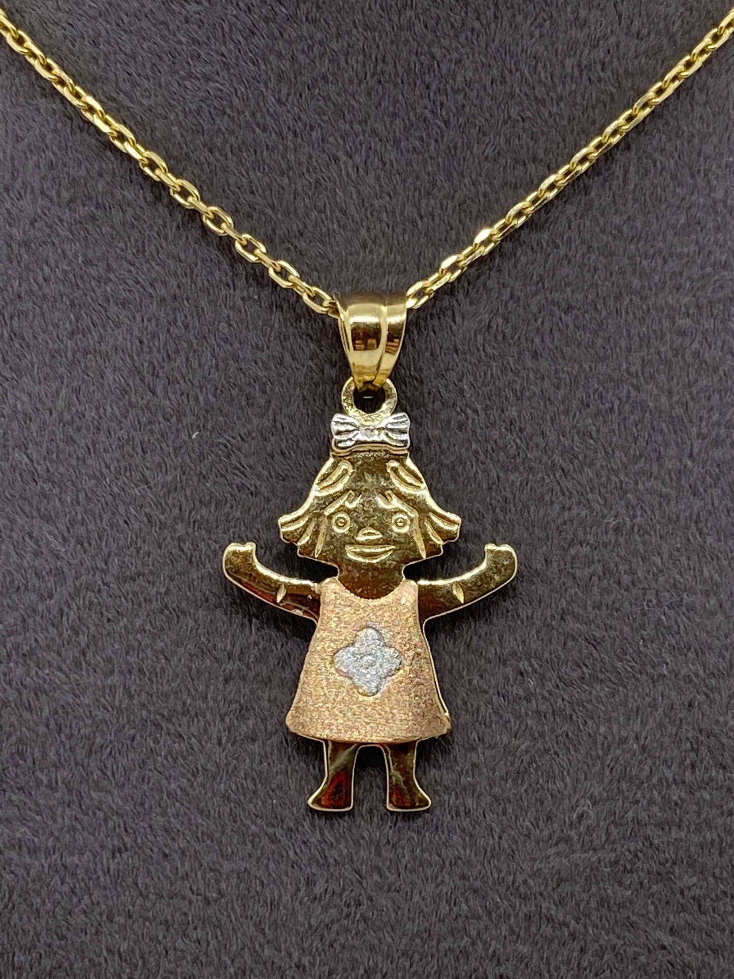 Collier petite fille en or massif 14 carats 19,5 pouces 1 mm