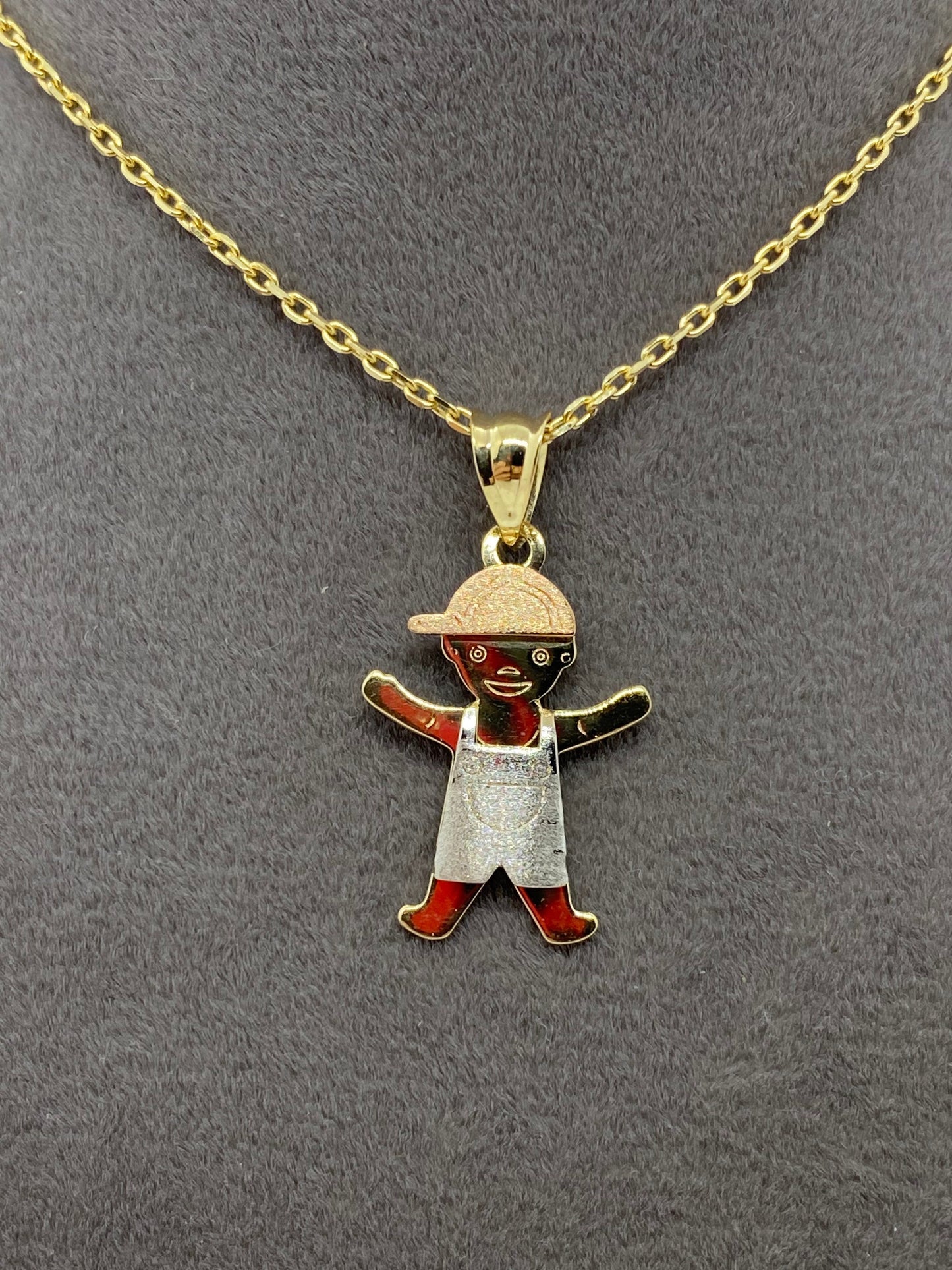 14k solid gold little boy Necklace 19.5 inches 1mm
