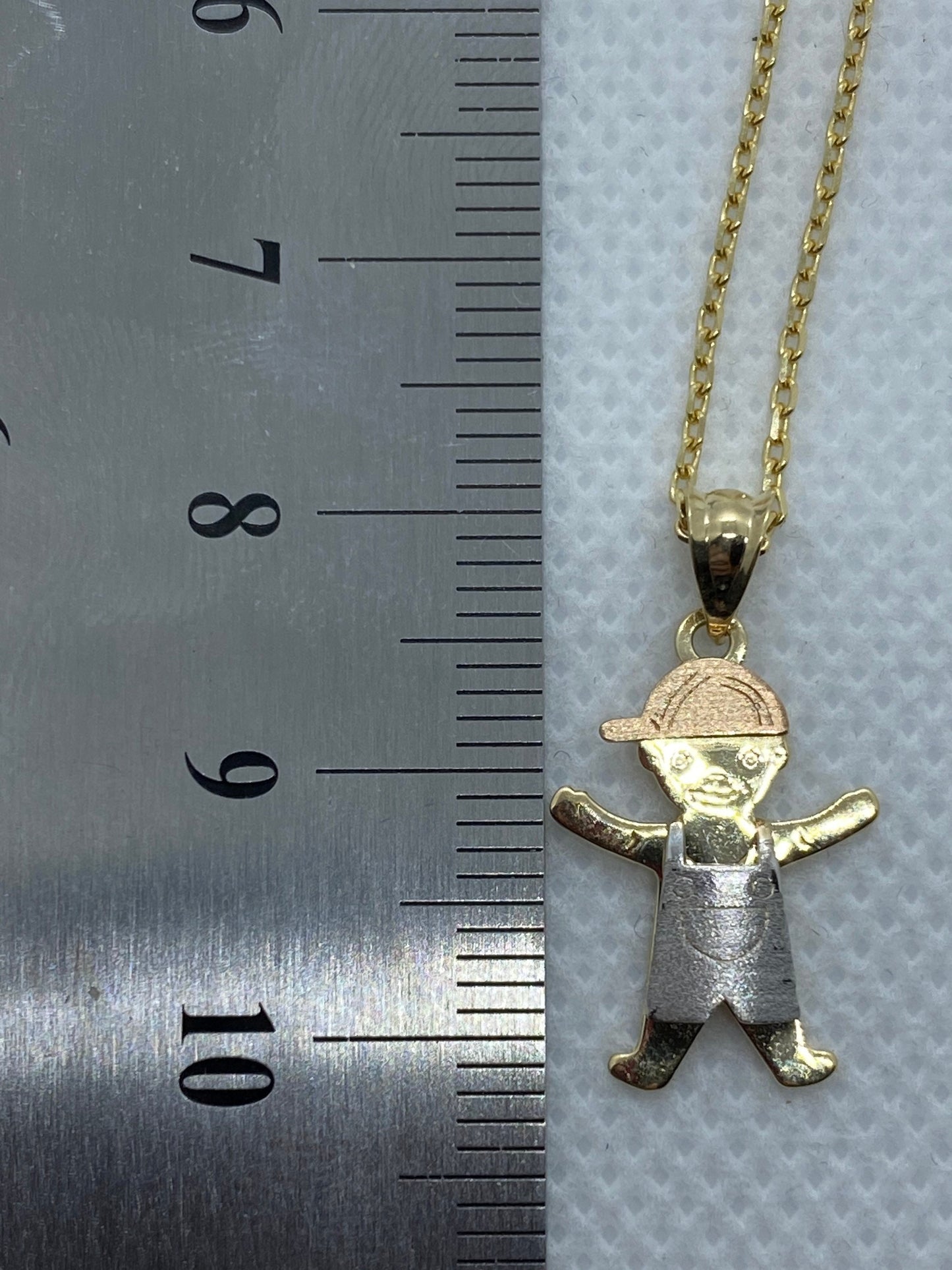 14k solid gold little boy Necklace 19.5 inches 1mm