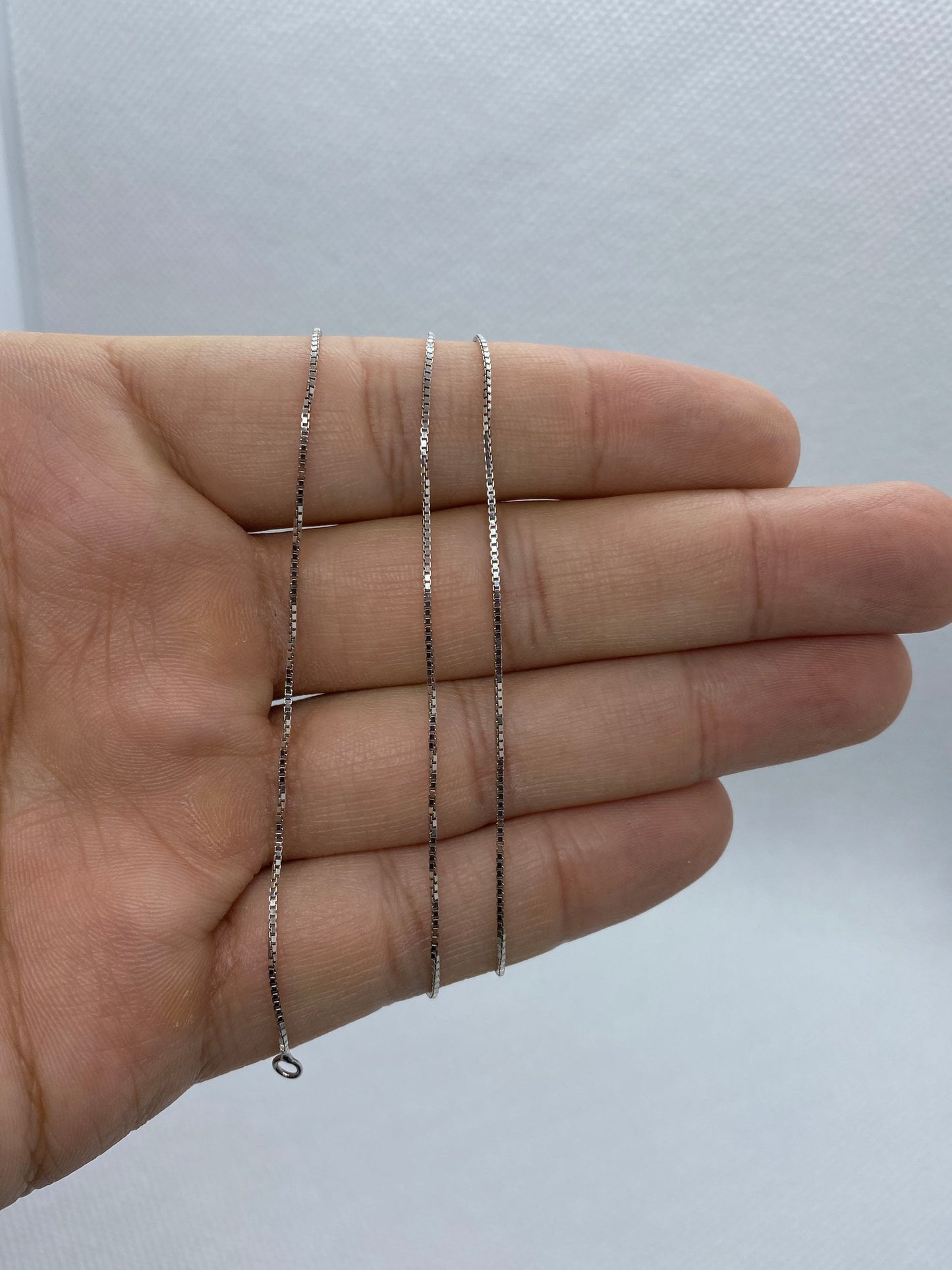 Collier chaîne en or blanc massif 18 carats, 18,5 pouces, 1 mm
