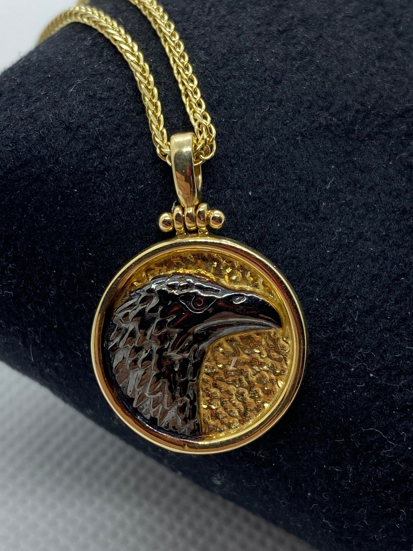 14k Real Gold Eagle Necklace , 23.5 inches, 1.5mm ,Franco chain , American Eagle necklace , Eagle pendant, , for Her !for Him