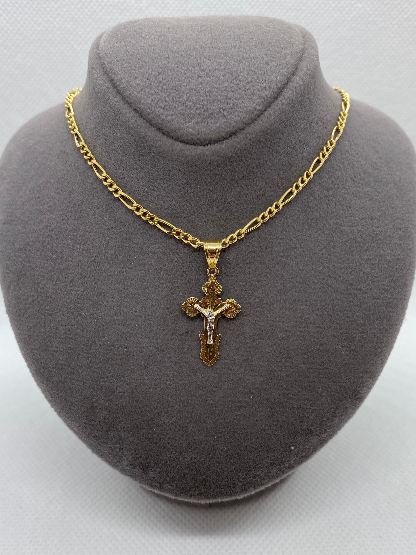 Collier croix en or massif 18 carats 19,5 pouces
