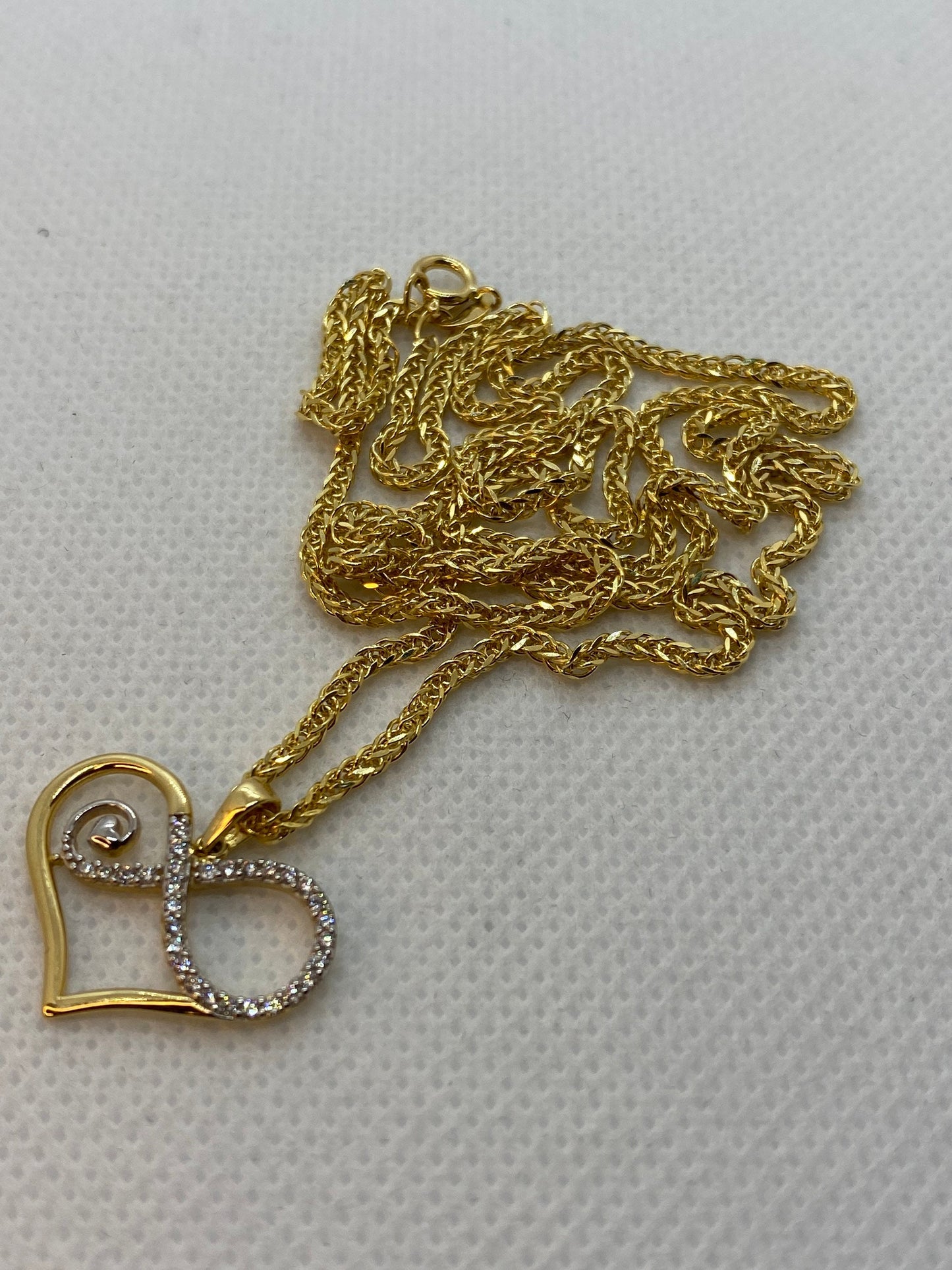Collier Infini et cœur en or massif 18 carats 19,5 pouces