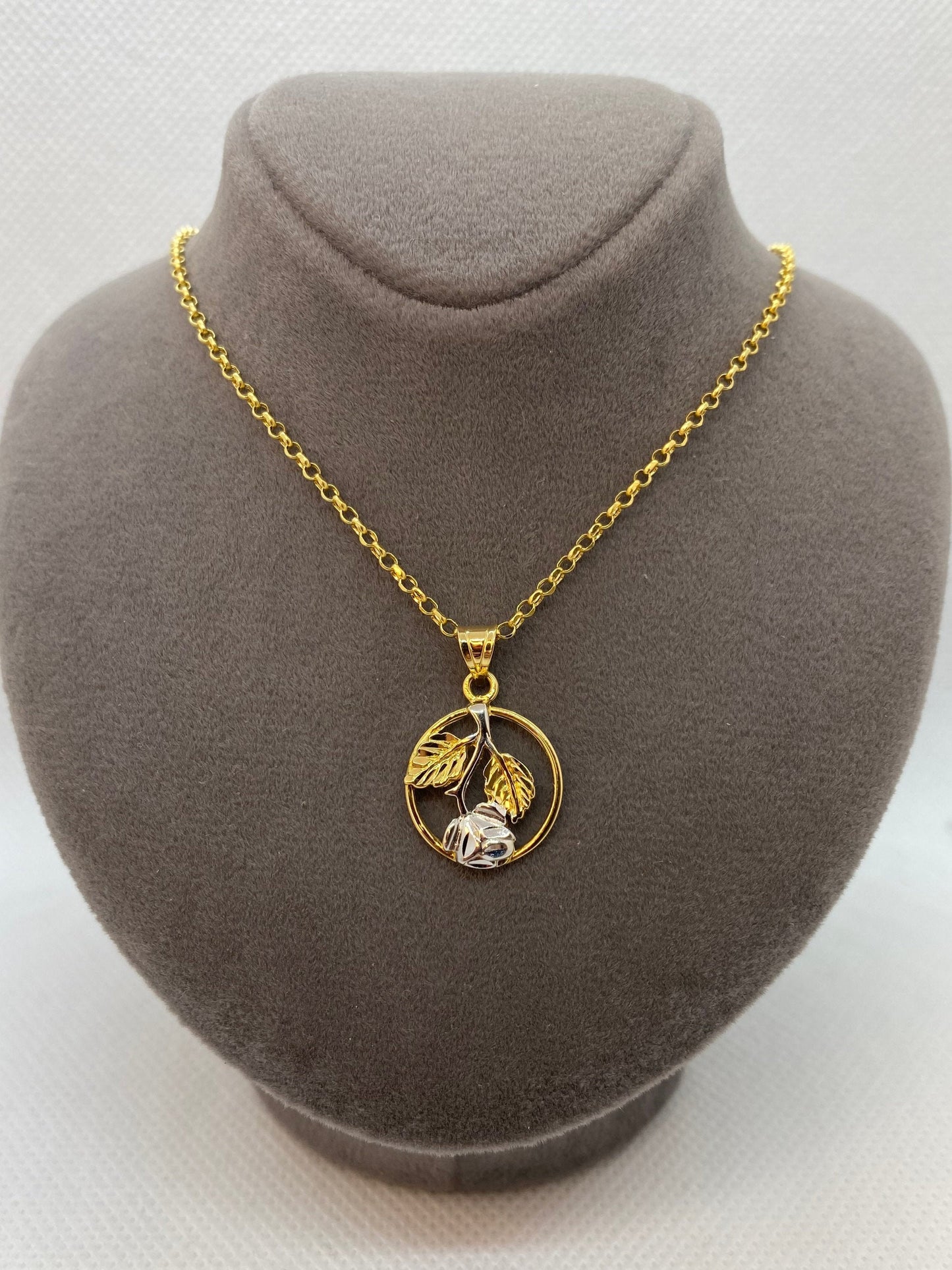 Collier rose en or massif 18 carats, 20 pouces, 1,5 mm