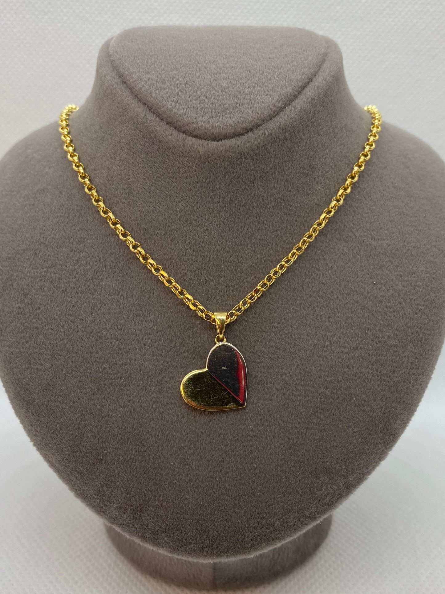18k Solid Gold heart necklace , 18" ,2mm , For her,Valentin's Gift ,Gold Heart Necklace