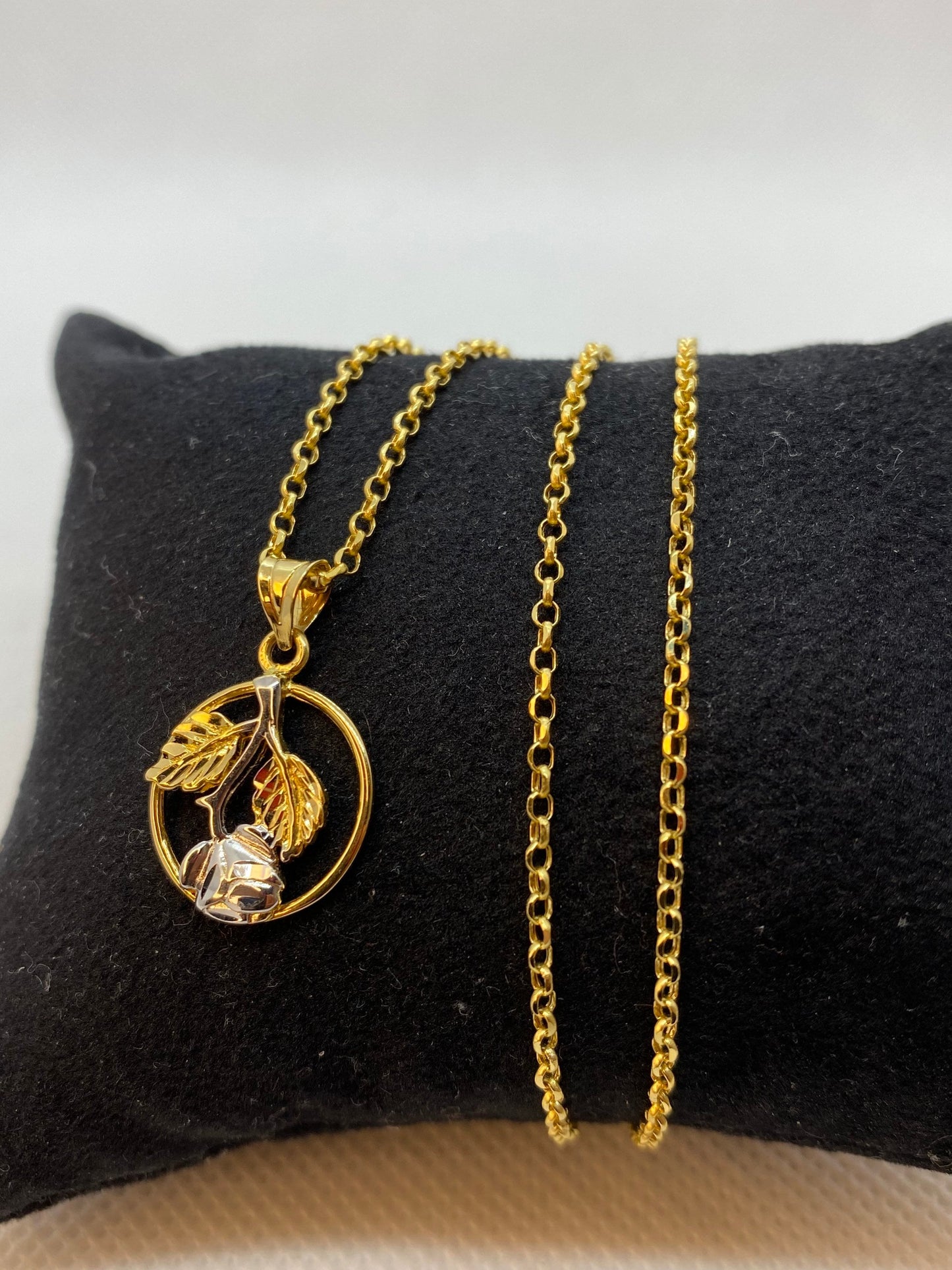 Collier rose en or massif 18 carats, 20 pouces, 1,5 mm