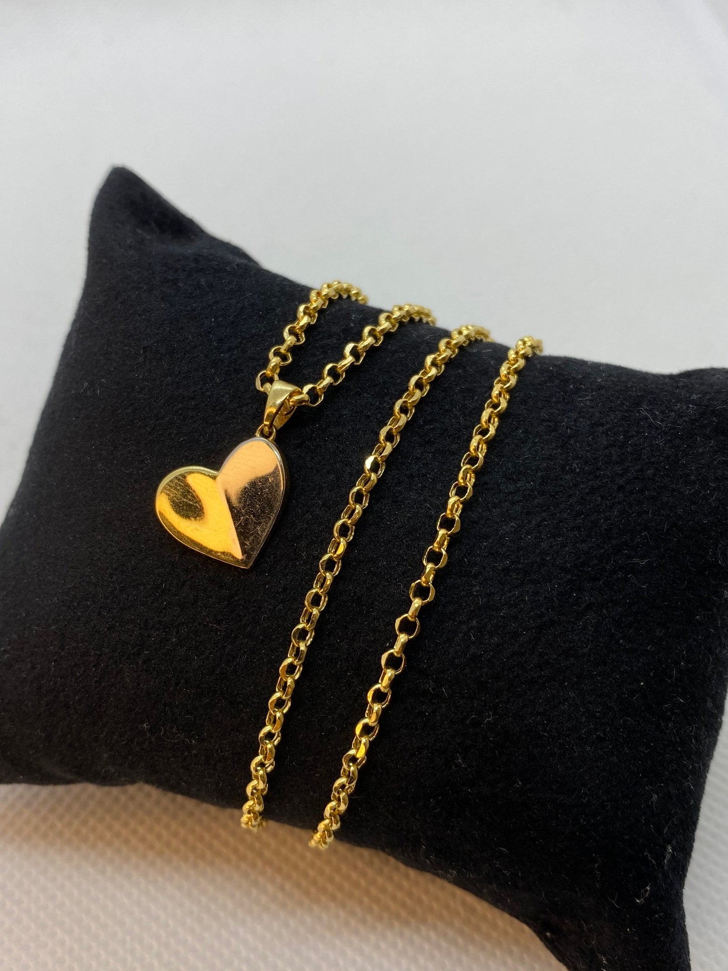 18k Solid Gold heart necklace , 18" ,2mm , For her,Valentin's Gift ,Gold Heart Necklace