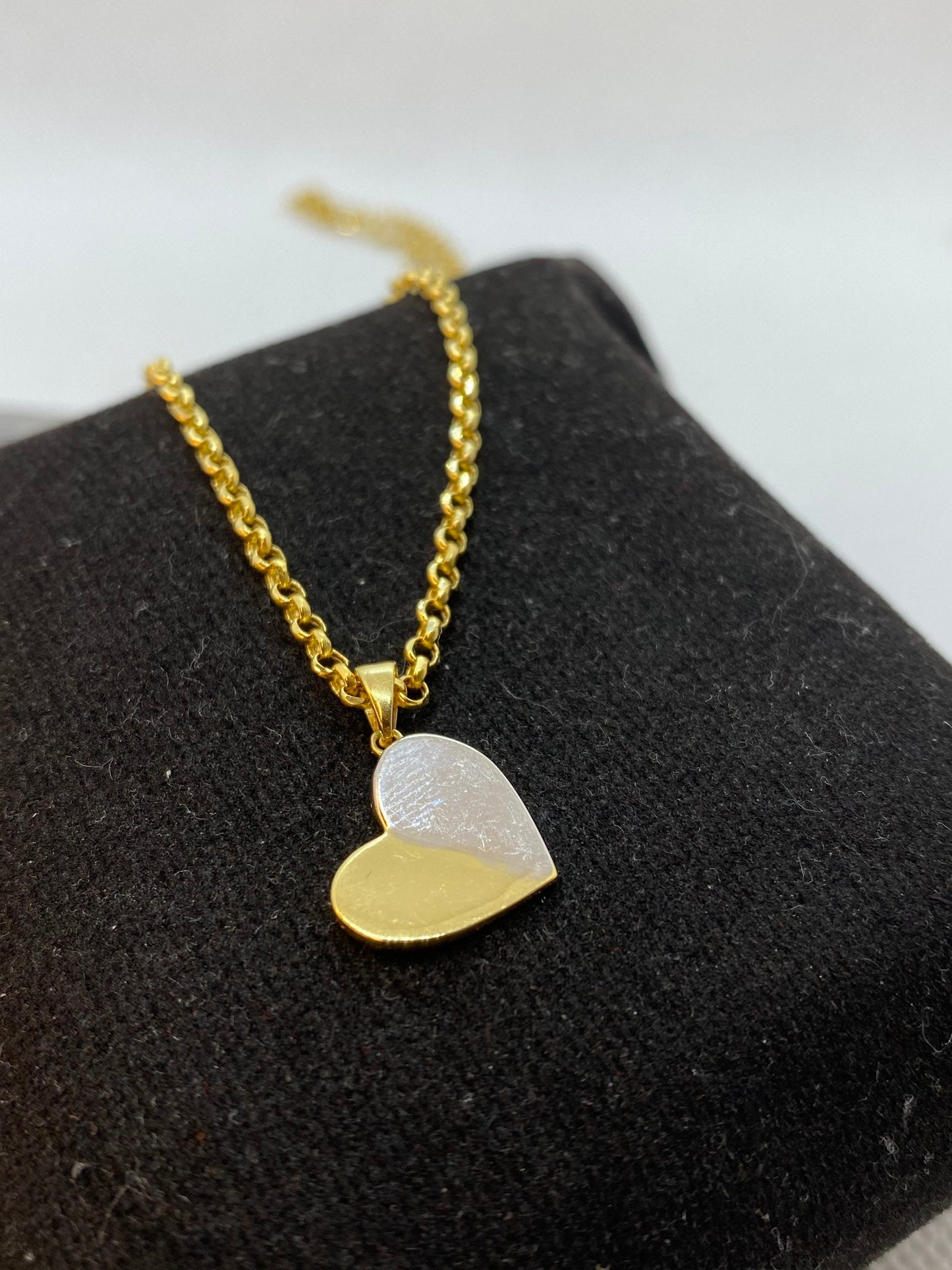 18k Solid Gold heart necklace , 18" ,2mm , For her,Valentin's Gift ,Gold Heart Necklace