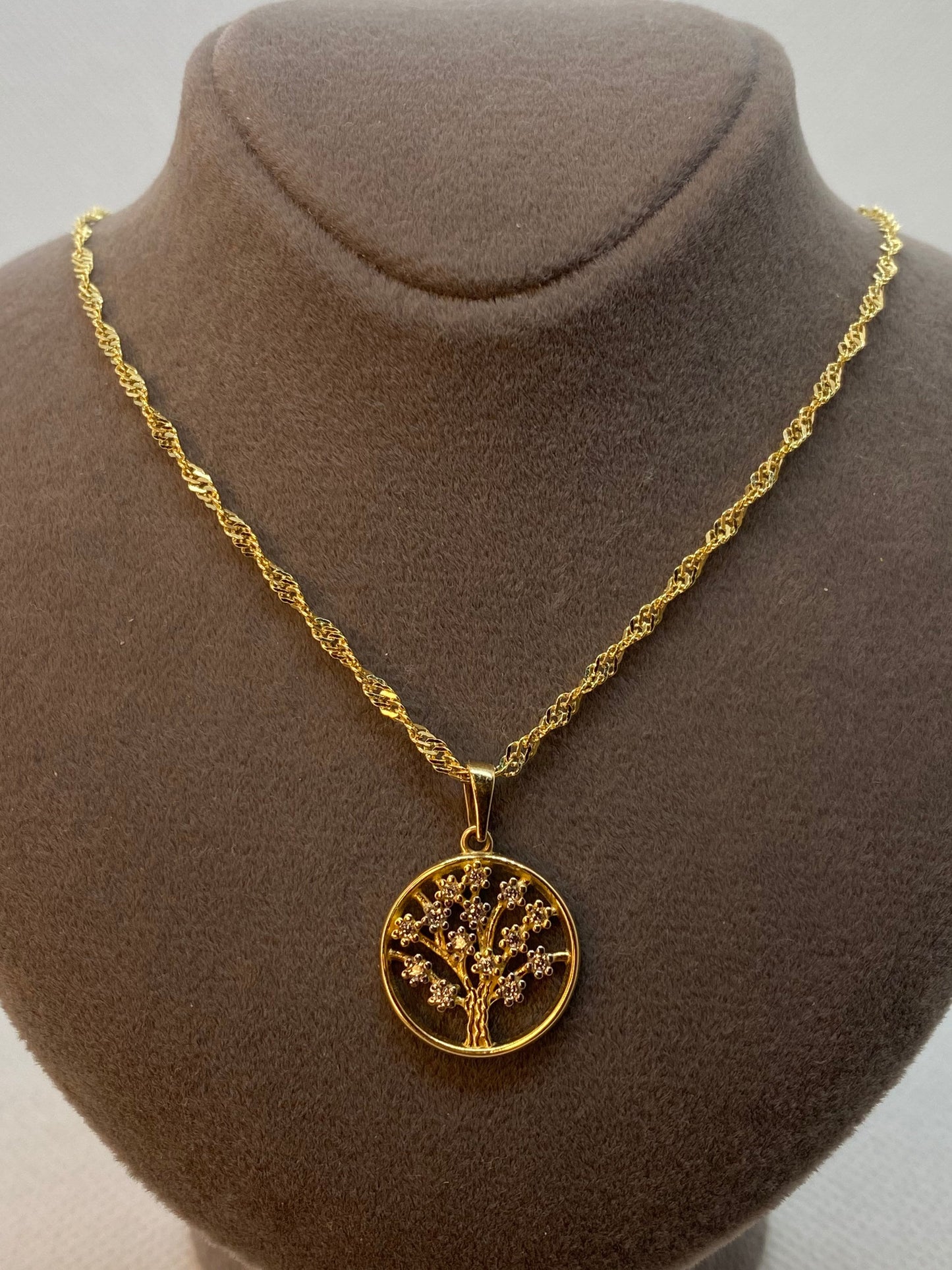 Collier délicat en or massif 14 carats avec arbre de vie, collier en or avec arbre, collier personnalisé avec arbre de vie, collier personnalisé avec arbre de vie en or