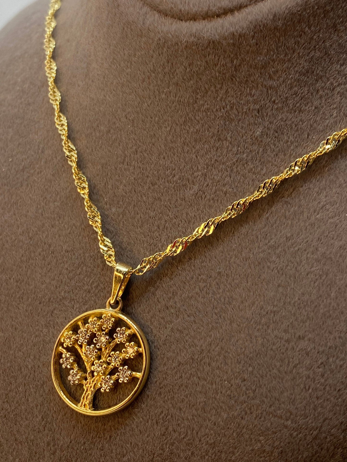 Collier délicat en or massif 14 carats avec arbre de vie, collier en or avec arbre, collier personnalisé avec arbre de vie, collier personnalisé avec arbre de vie en or