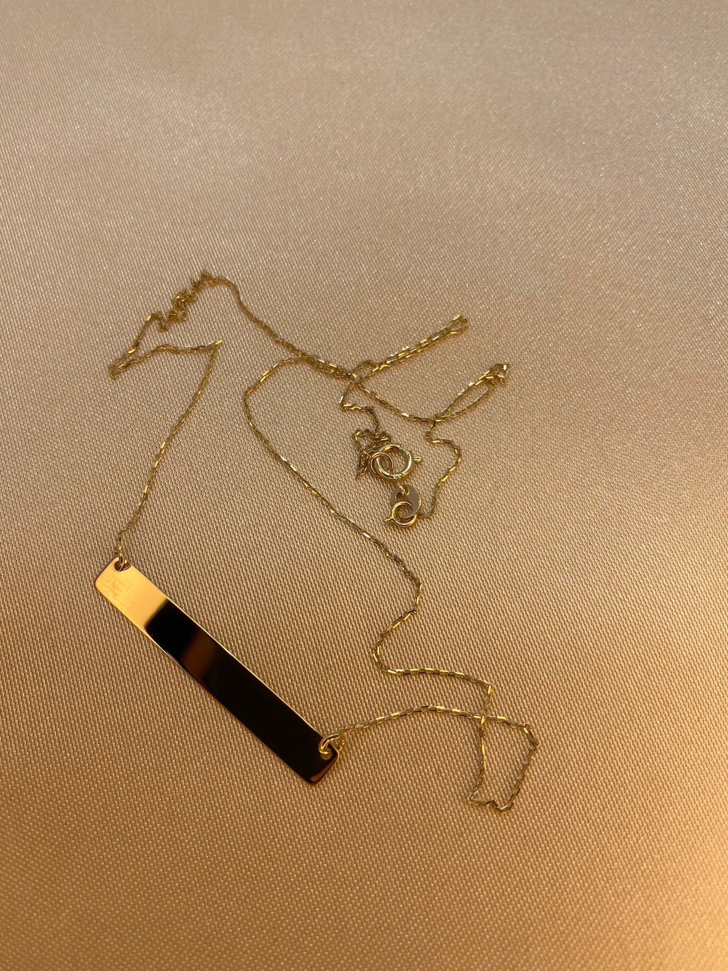 14K Solid Gold Bar Necklace, Gift, Gold Necklace, Custom Bar Necklace, Personalized Bar Necklace