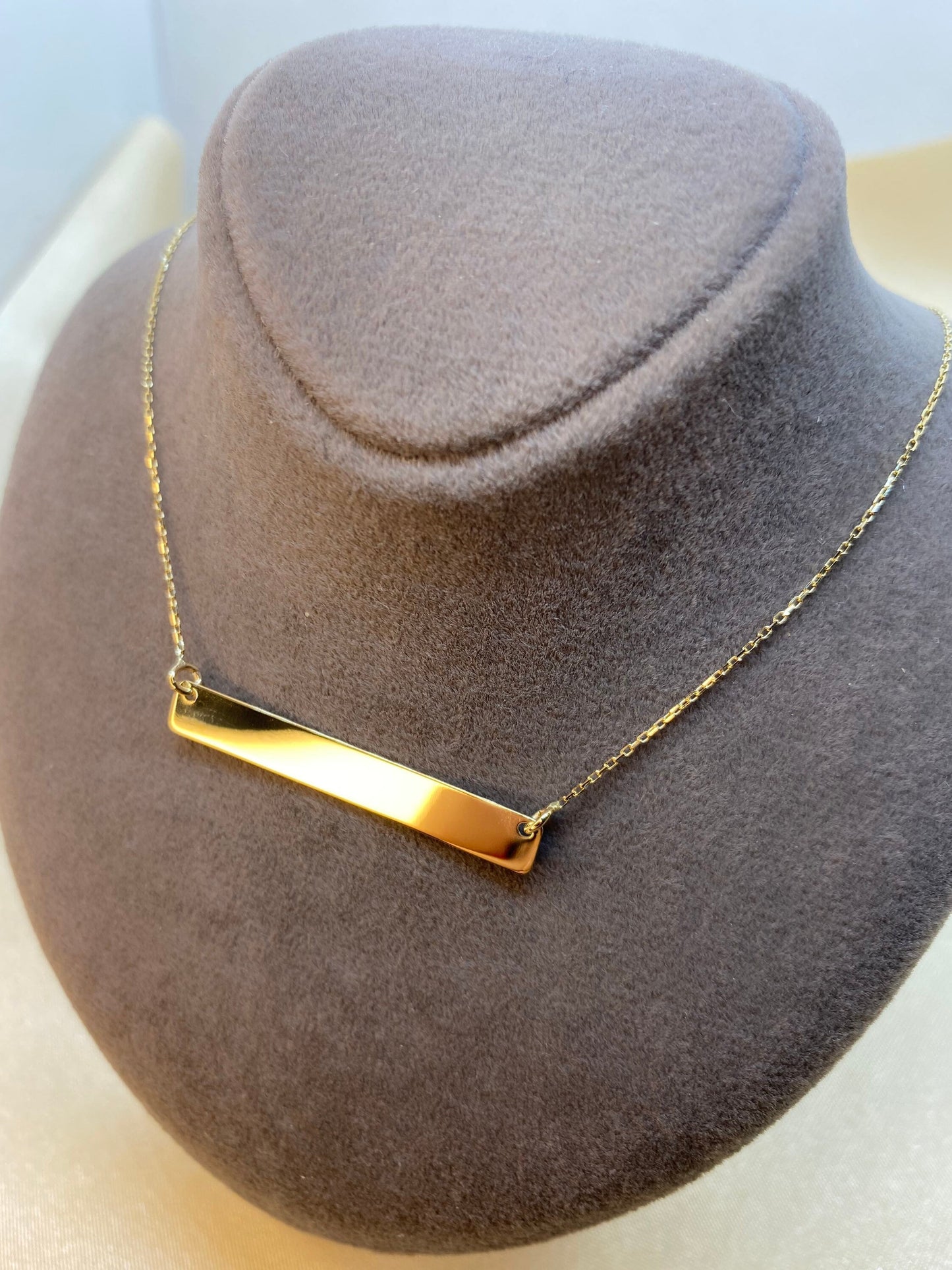 14K Solid Gold Bar Necklace, Gift, Gold Necklace, Custom Bar Necklace, Personalized Bar Necklace