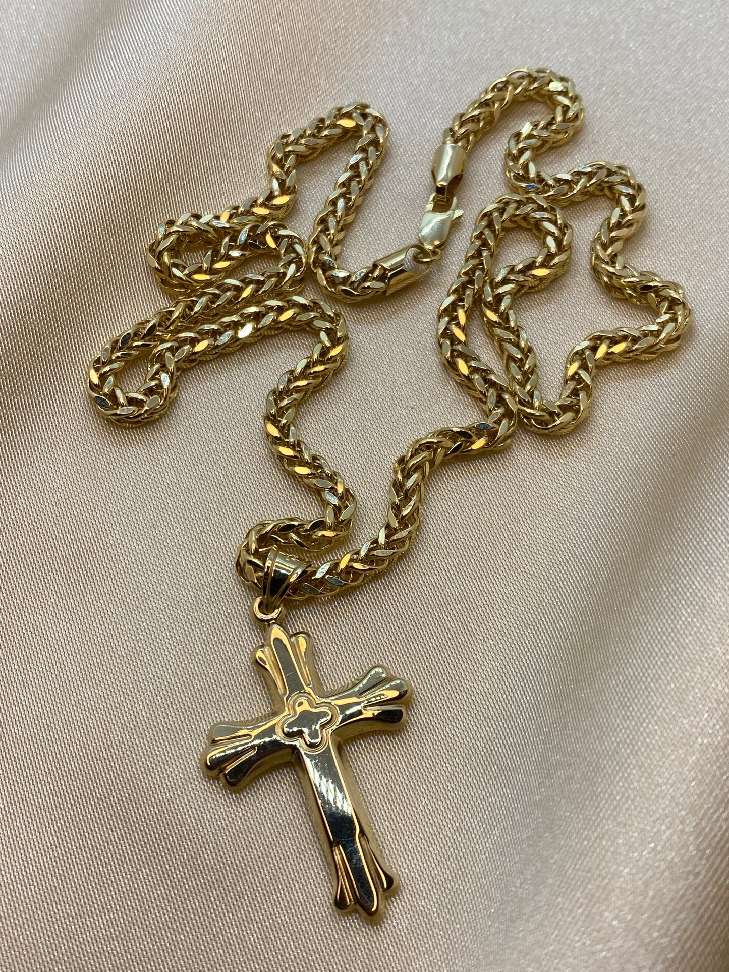 Collier croix en or 14 carats, pendentif Jésus de 49,5 cm (49,5 po) – 4 mm, bijou chrétien pour elle et lui, cadeau idéal