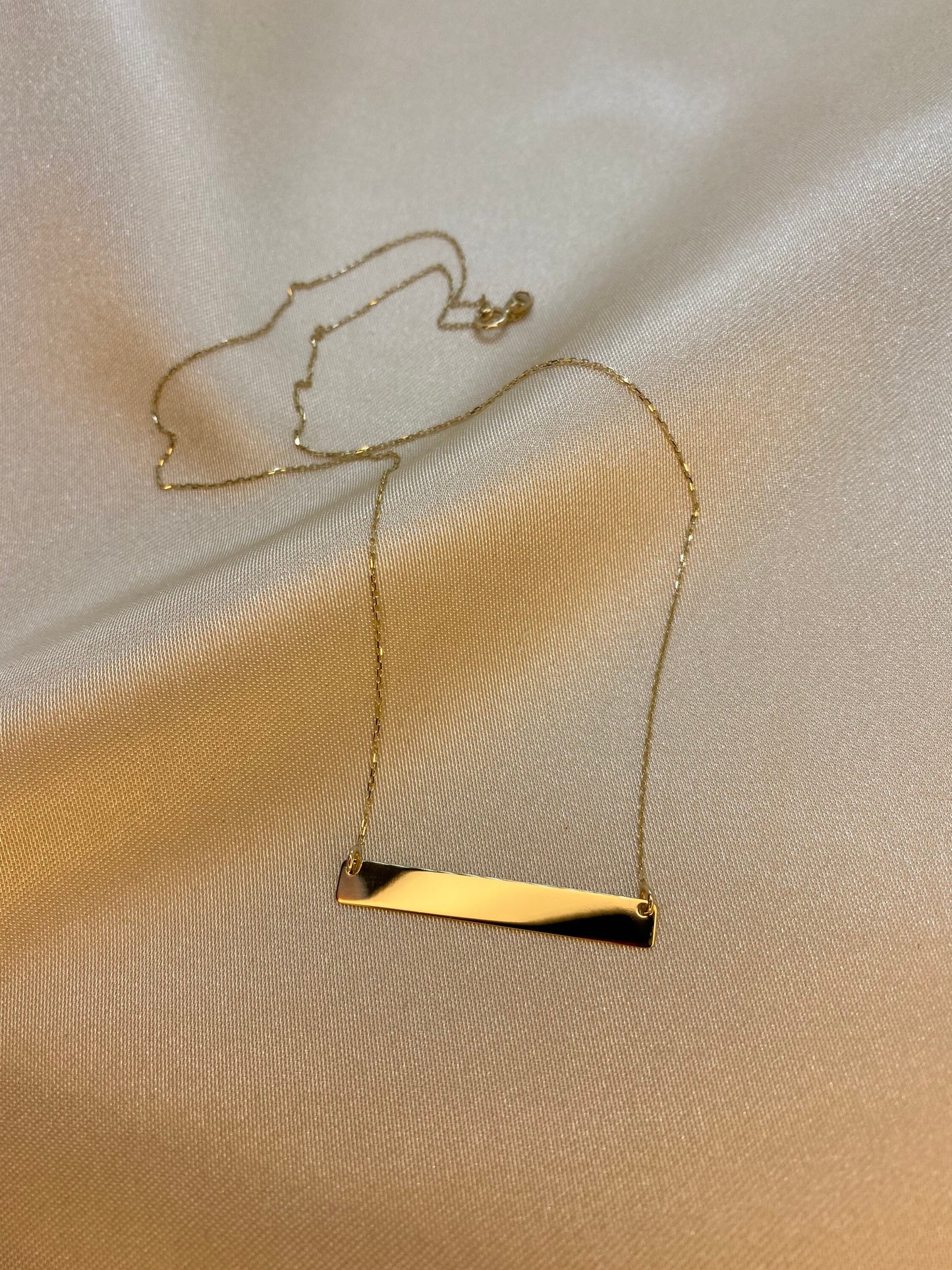 14K Solid Gold Bar Necklace, Gift, Gold Necklace, Custom Bar Necklace, Personalized Bar Necklace