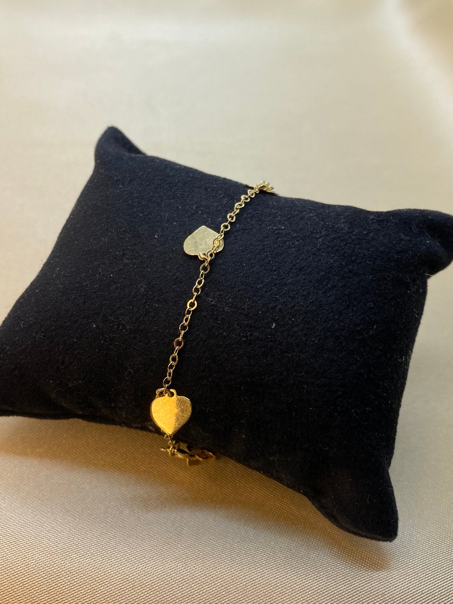 Bracelet cœur en or 14 carats, 19,8 cm, élégant cadeau, bijou en or véritable 14 carats