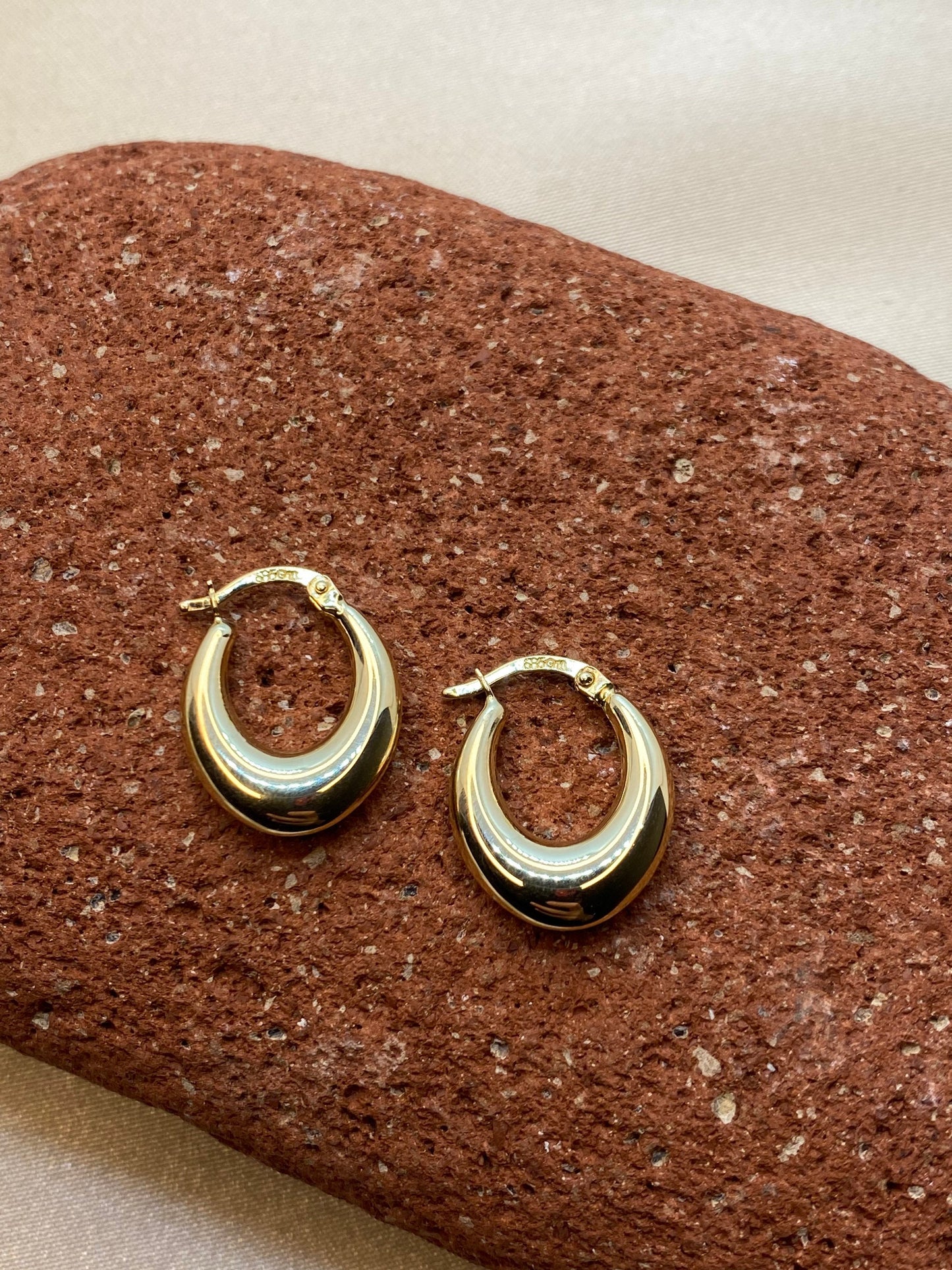 Boucles d'oreilles créoles en or 14 carats, élégantes, cadeau pour elle, bijoux en or intemporels