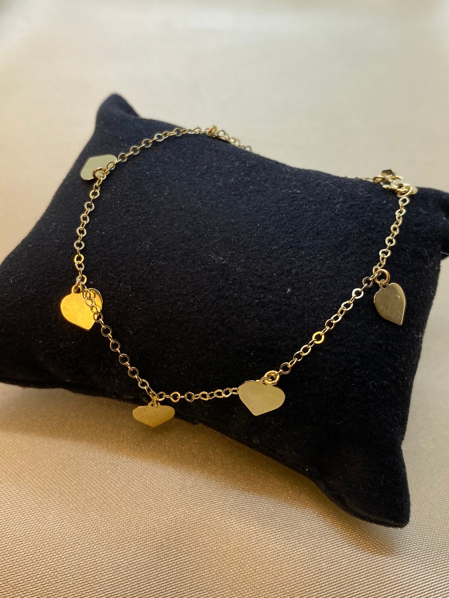 Bracelet cœur en or 14 carats, 19,8 cm, élégant cadeau, bijou en or véritable 14 carats
