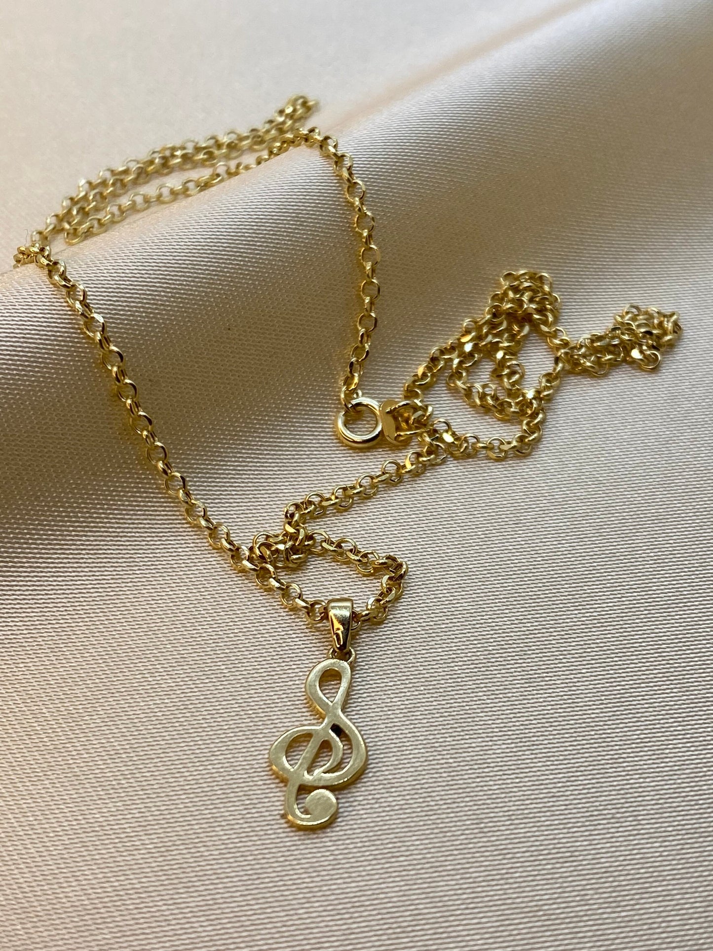 18K Gold Sol Key Necklace ,Gold Music Note Necklace , solid gold rolo chain, Gold Musical Pendant, Music Jewelry, Gold Notes, Gift