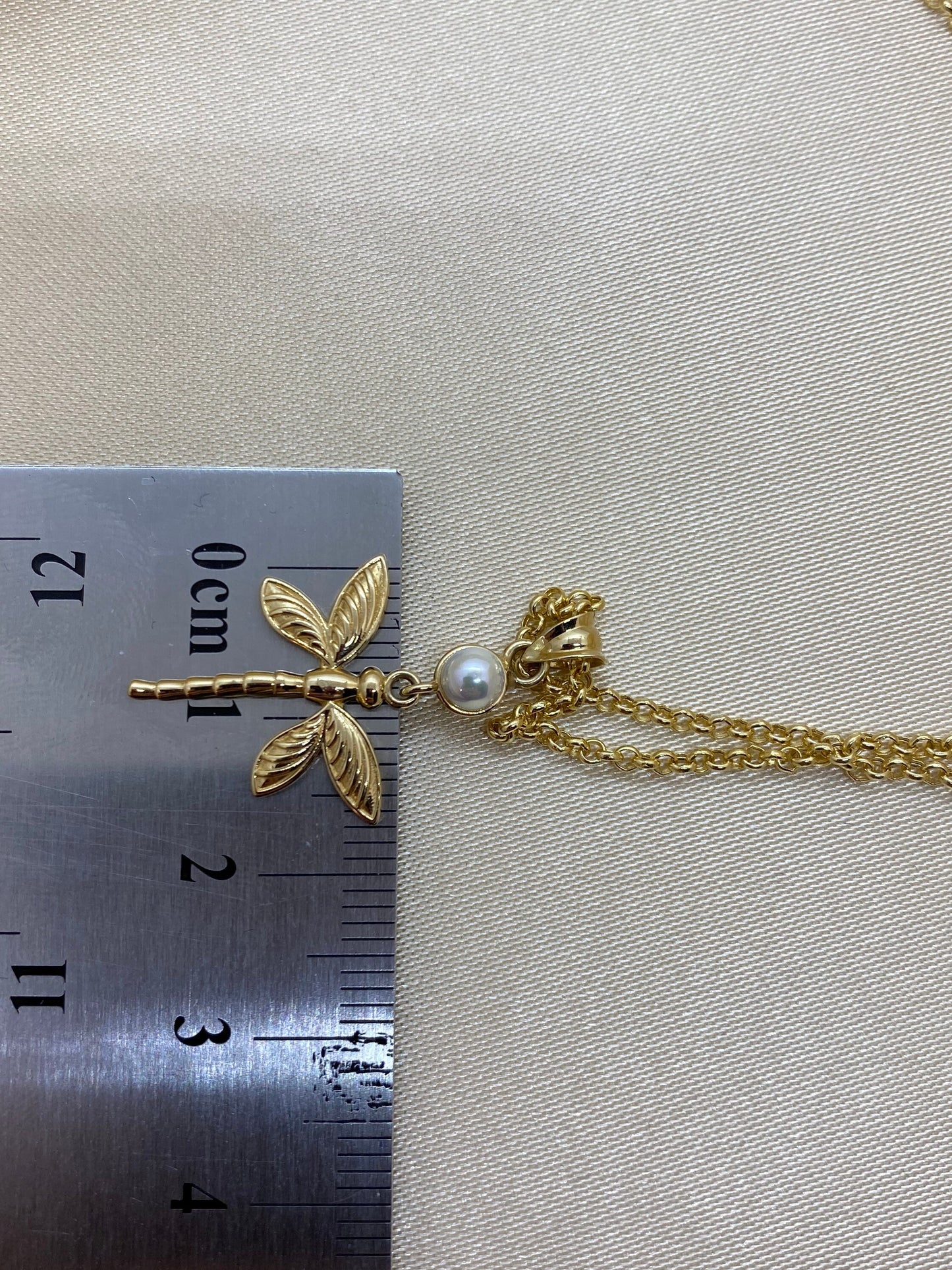 14k solid Gold Dragonfly Necklace 19.5 inches , 1.5mm