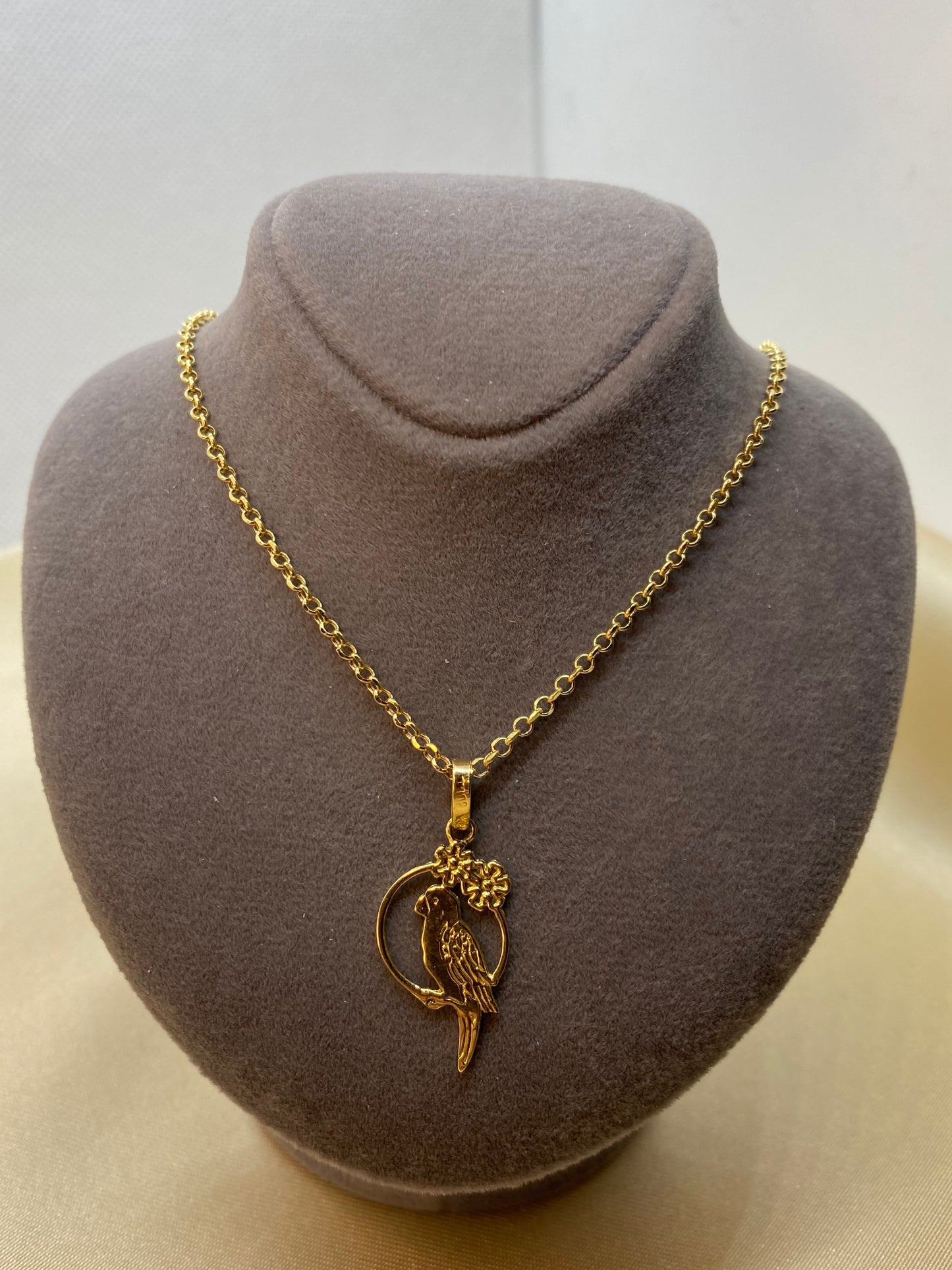 18k Gold Parrot Charm Necklace , 18k Real Gold ,18k solid Gold bird necklace , bird lovers ,gift necklace