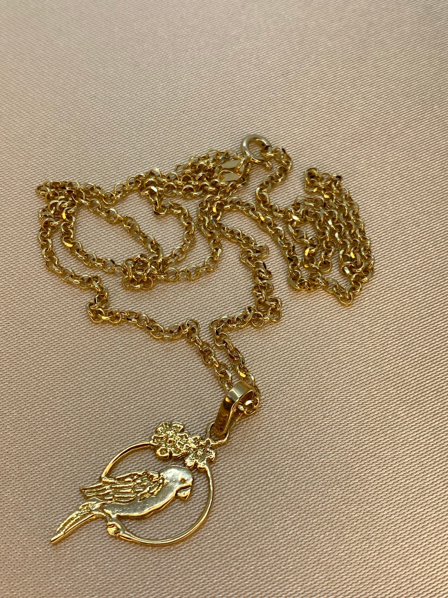 18k Gold Parrot Charm Necklace , 18k Real Gold ,18k solid Gold bird necklace , bird lovers ,gift necklace