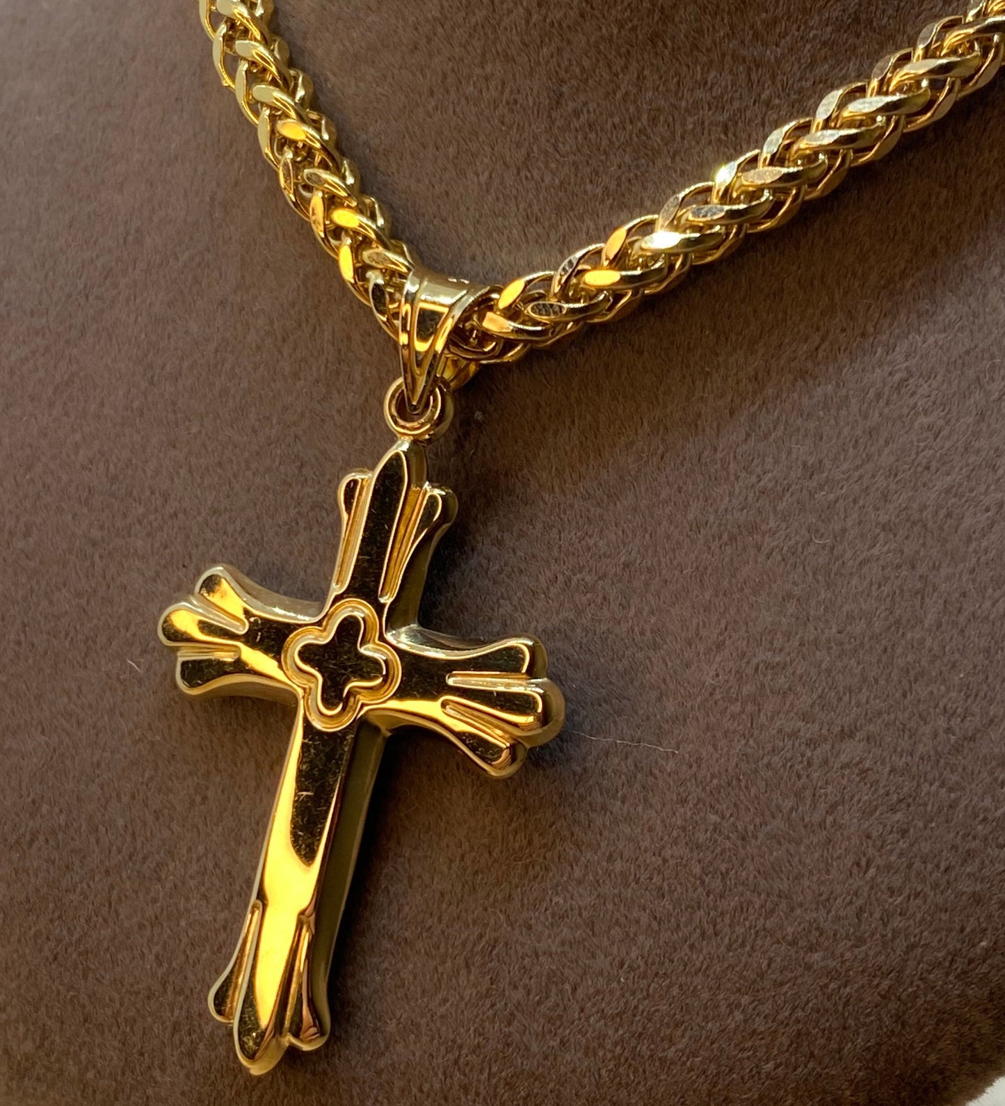 Collier croix en or 14 carats, pendentif Jésus de 49,5 cm (49,5 po) – 4 mm, bijou chrétien pour elle et lui, cadeau idéal