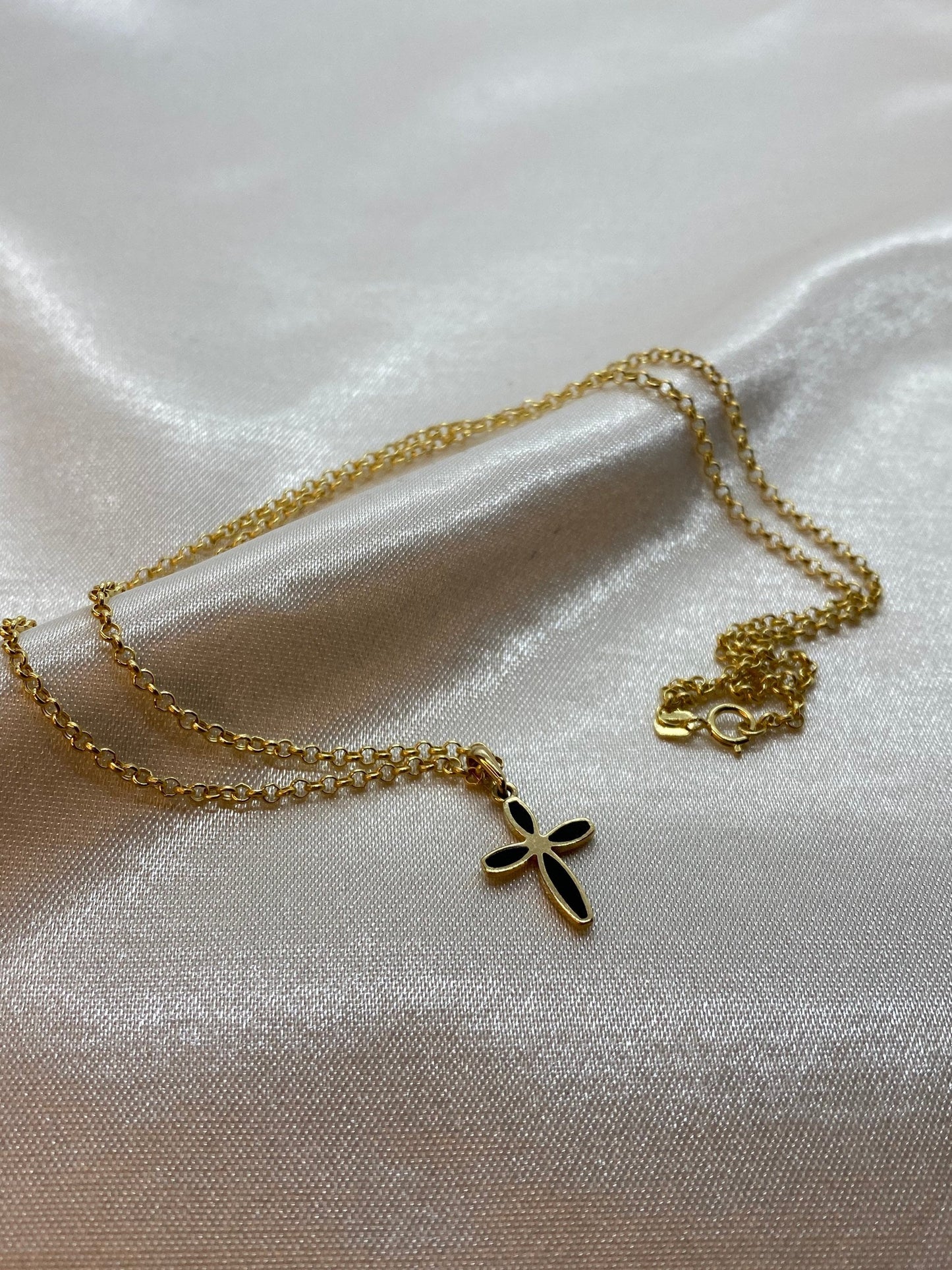 Collier croix en or 14 carats 19,5", 2 mm, pendentif croix, collier Jésus, collier chrétien, cadeau pour elle.