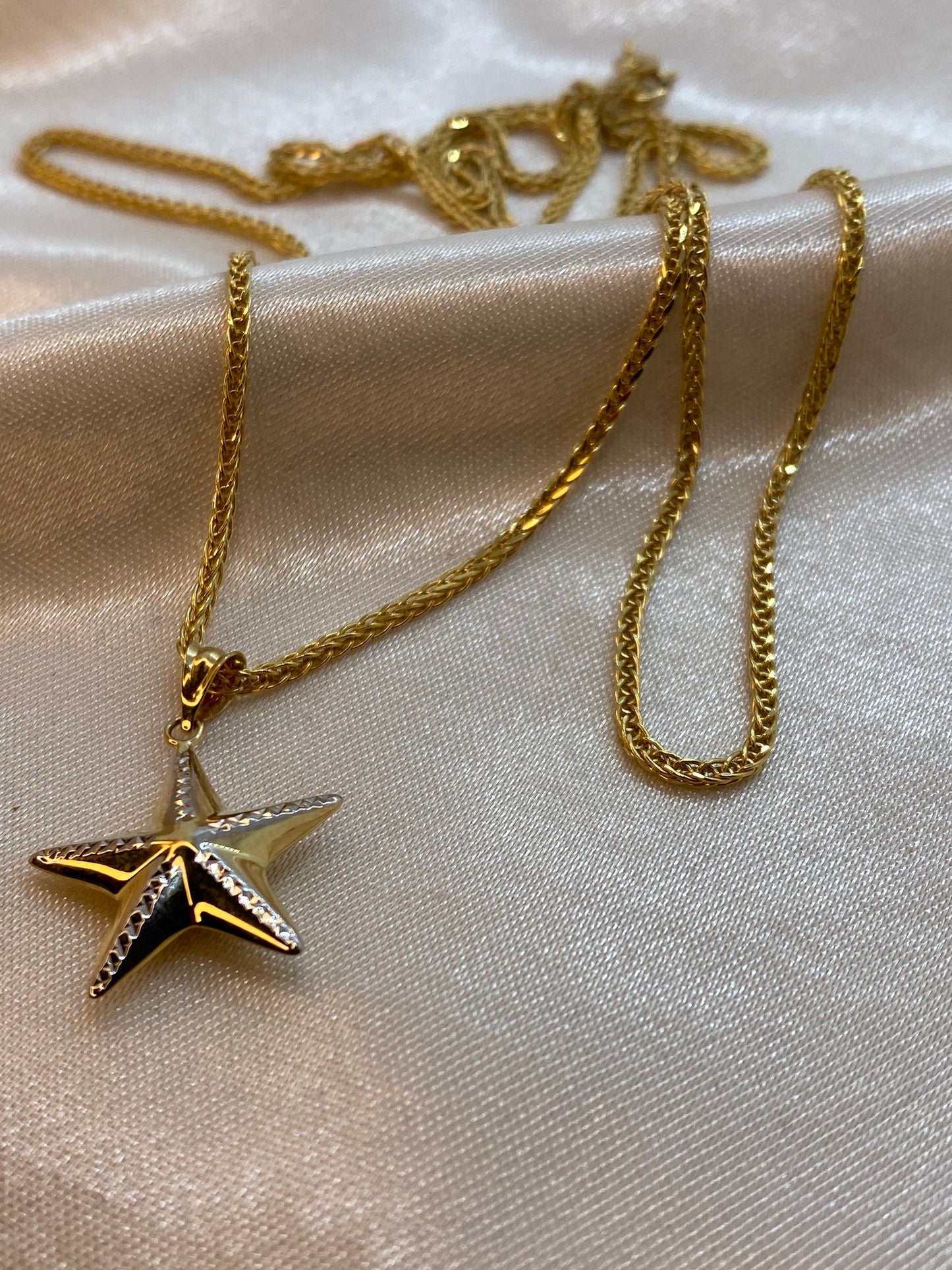 Collier étoile de mer en or 14 carats taille diamant 19,5 pouces, 1,5 mm, pendentif étoile de mer, cadeau pour elle