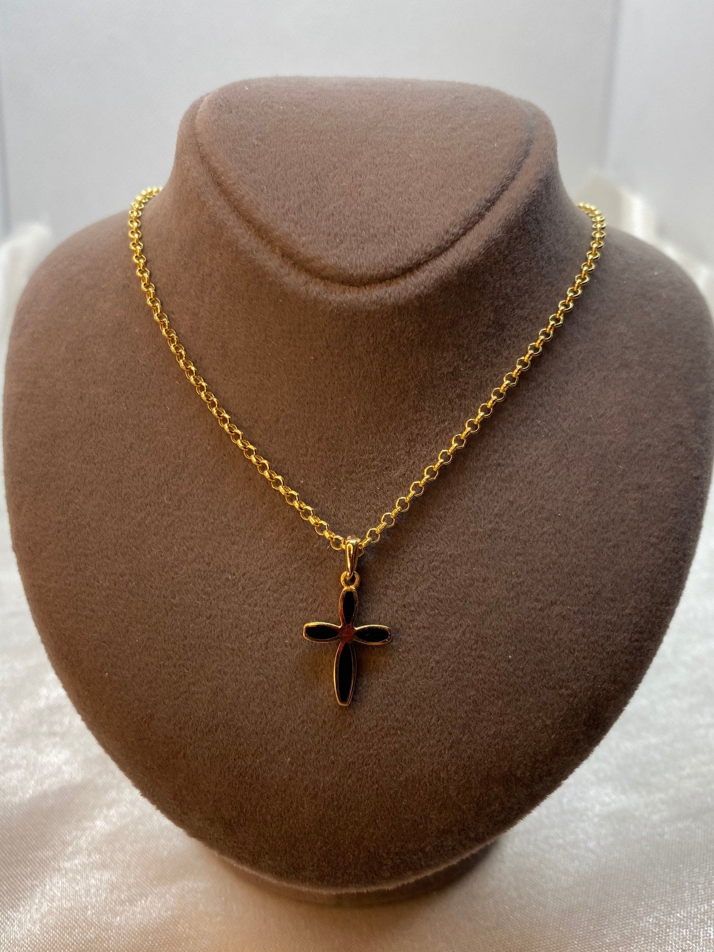 Collier croix en or 14 carats 19,5", 2 mm, pendentif croix, collier Jésus, collier chrétien, cadeau pour elle.