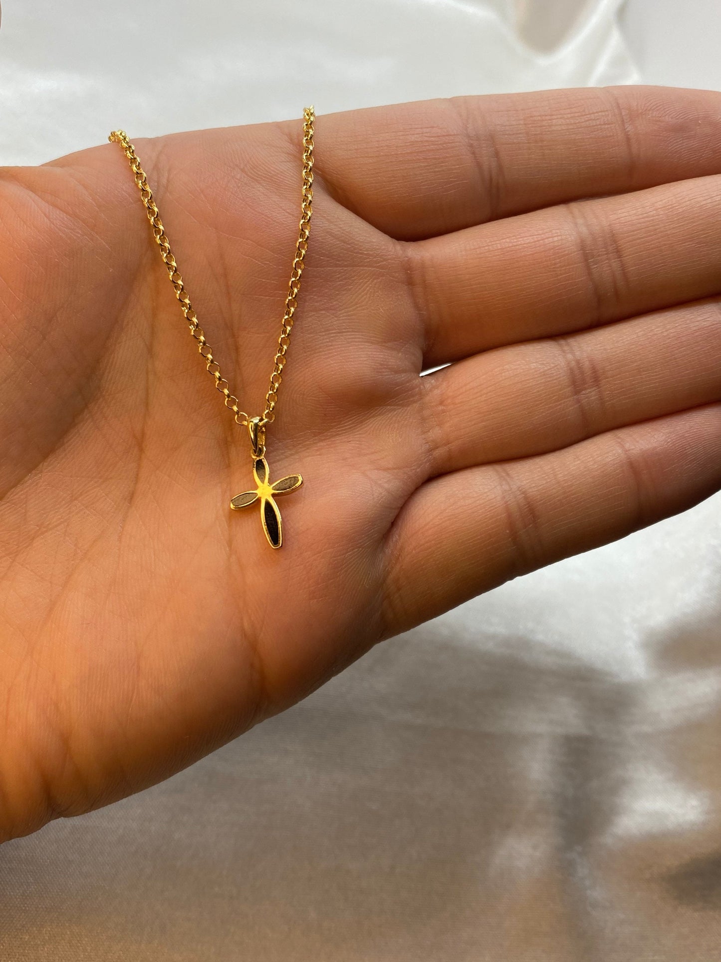 Collier croix en or 14 carats 19,5", 2 mm, pendentif croix, collier Jésus, collier chrétien, cadeau pour elle.