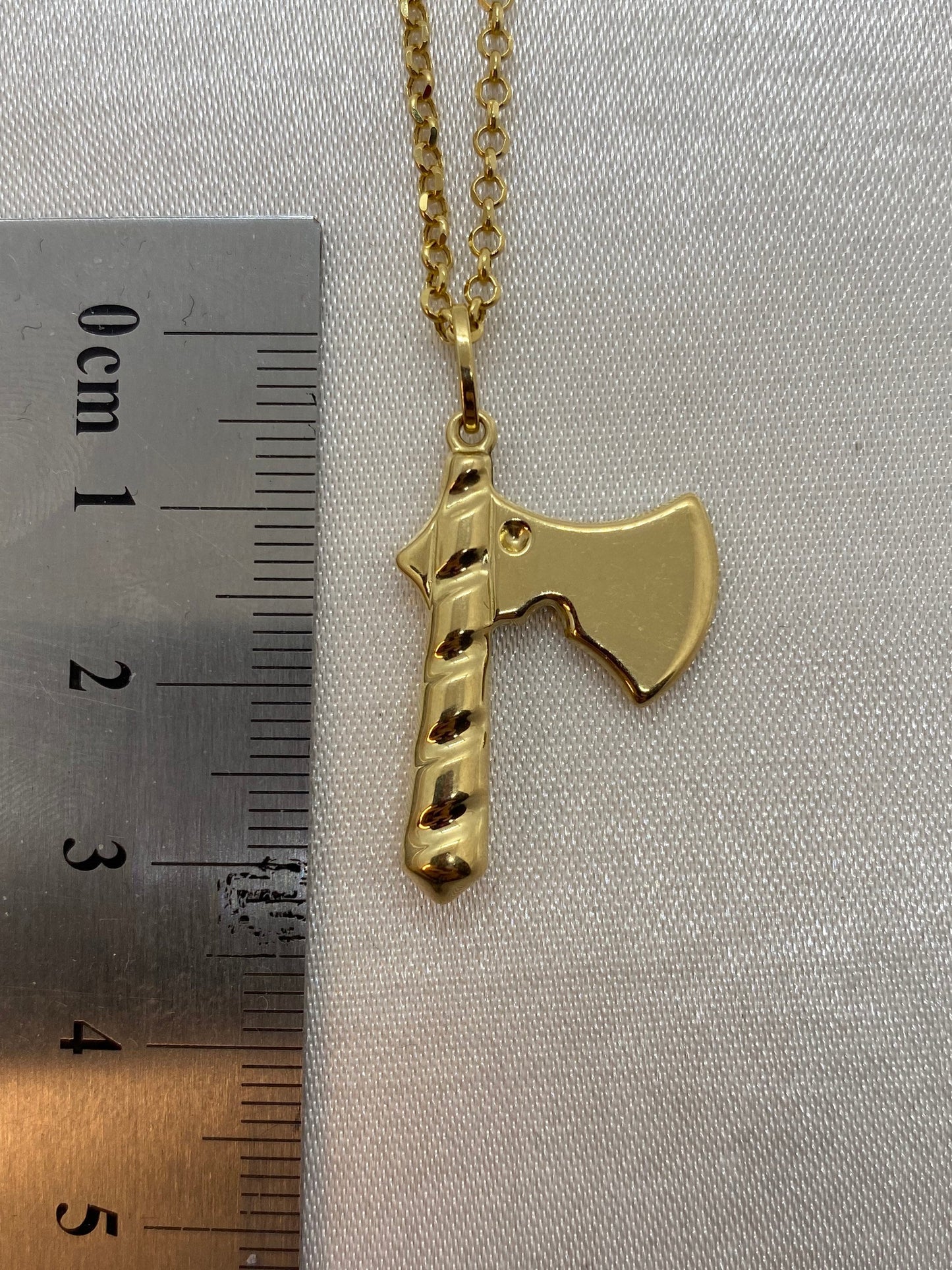18k Gold Axe Necklace with Rolo chain 19.5", 2mm, symbol of victory ,bravery and power ,Power Axe Pendant , For him, For Her