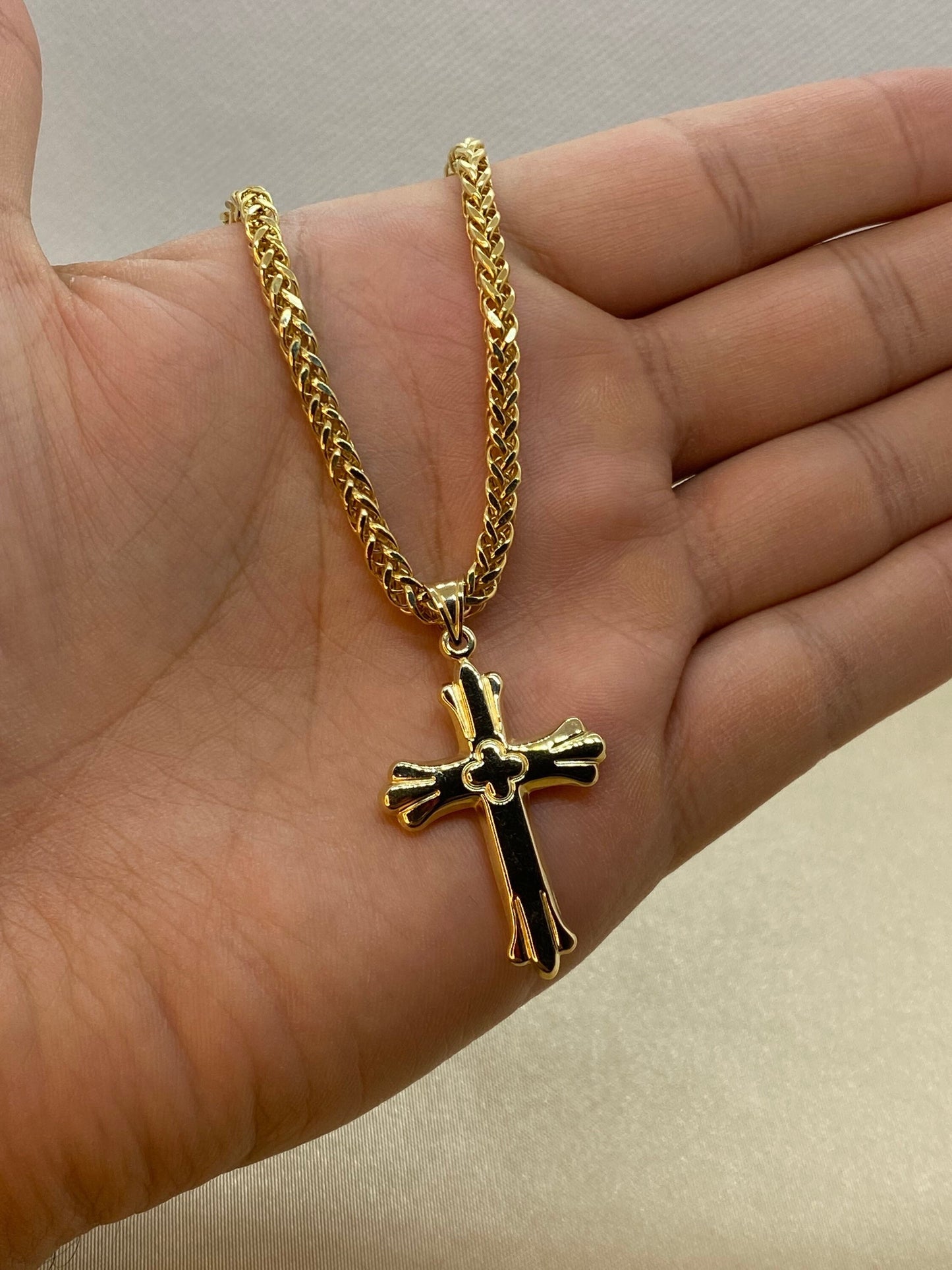 Collier croix en or 14 carats, pendentif Jésus de 49,5 cm (49,5 po) – 4 mm, bijou chrétien pour elle et lui, cadeau idéal